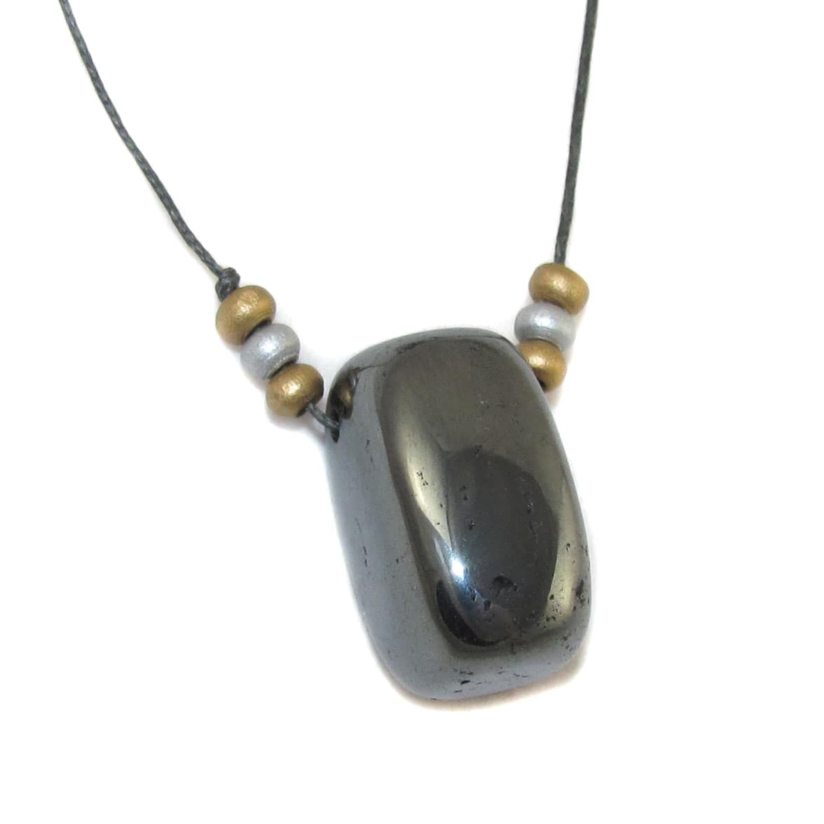 Hämatit Edelstein Heilstein Anhänger Karma Kette Wellness Chakra - Kraft und Schutz