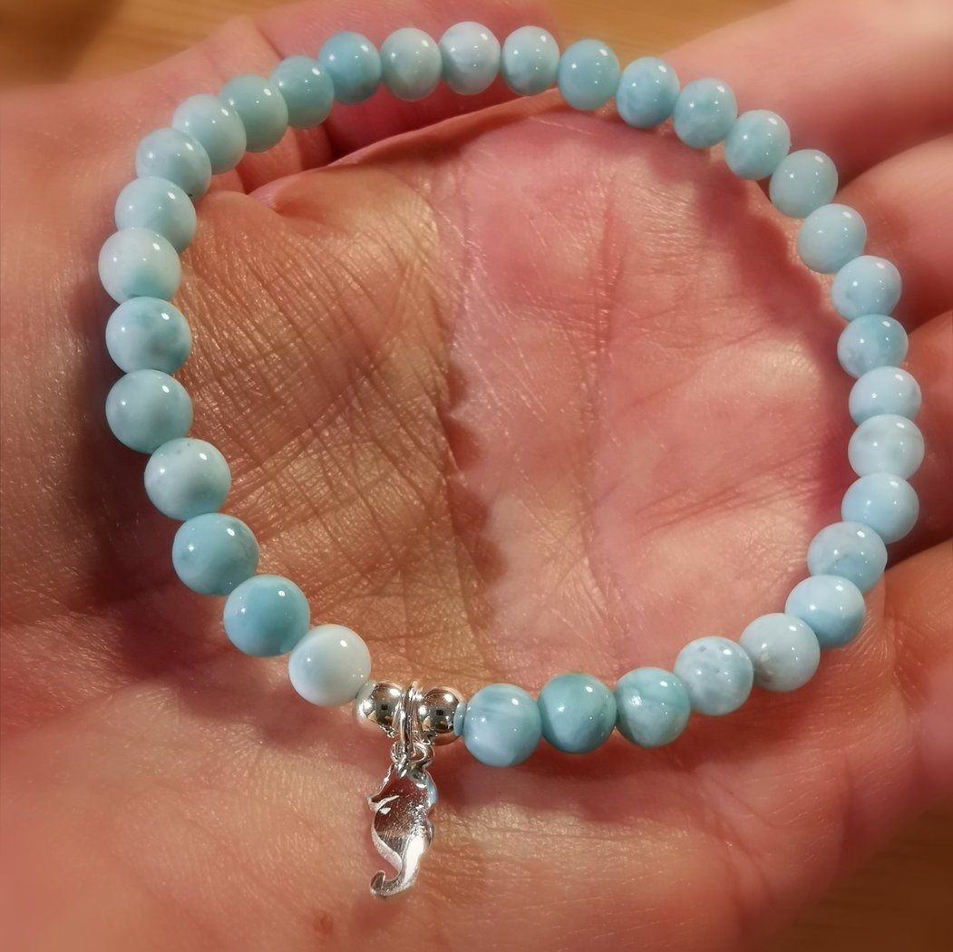 Larimar Edelstein Heilstein Edelstein Seepferdchen Karma Armband, Balance & Leichtigkeit