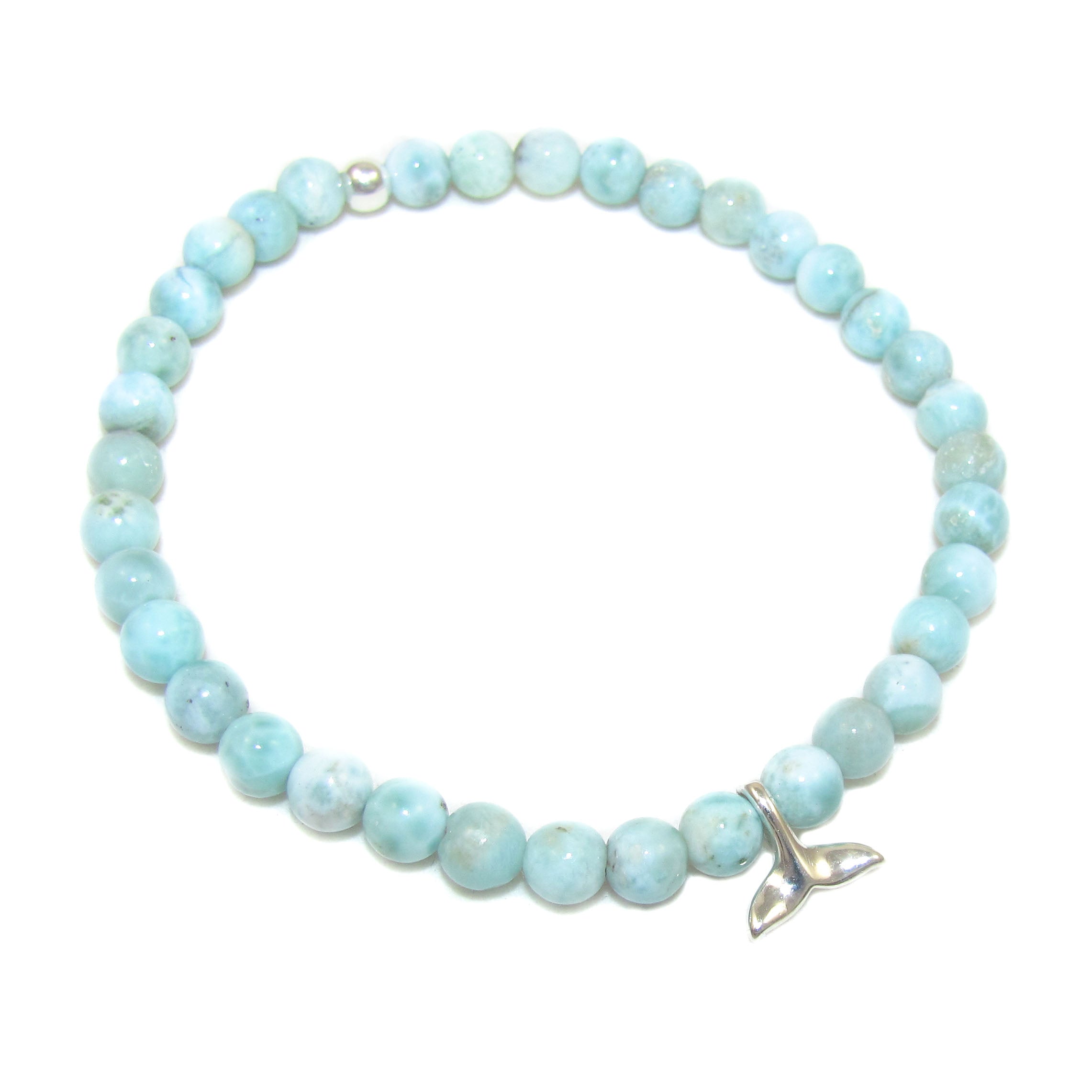 Larimar Edelstein Wal Flosse Karma Armband, 4,5 mm Heilsteine, Balance & Vertrauen