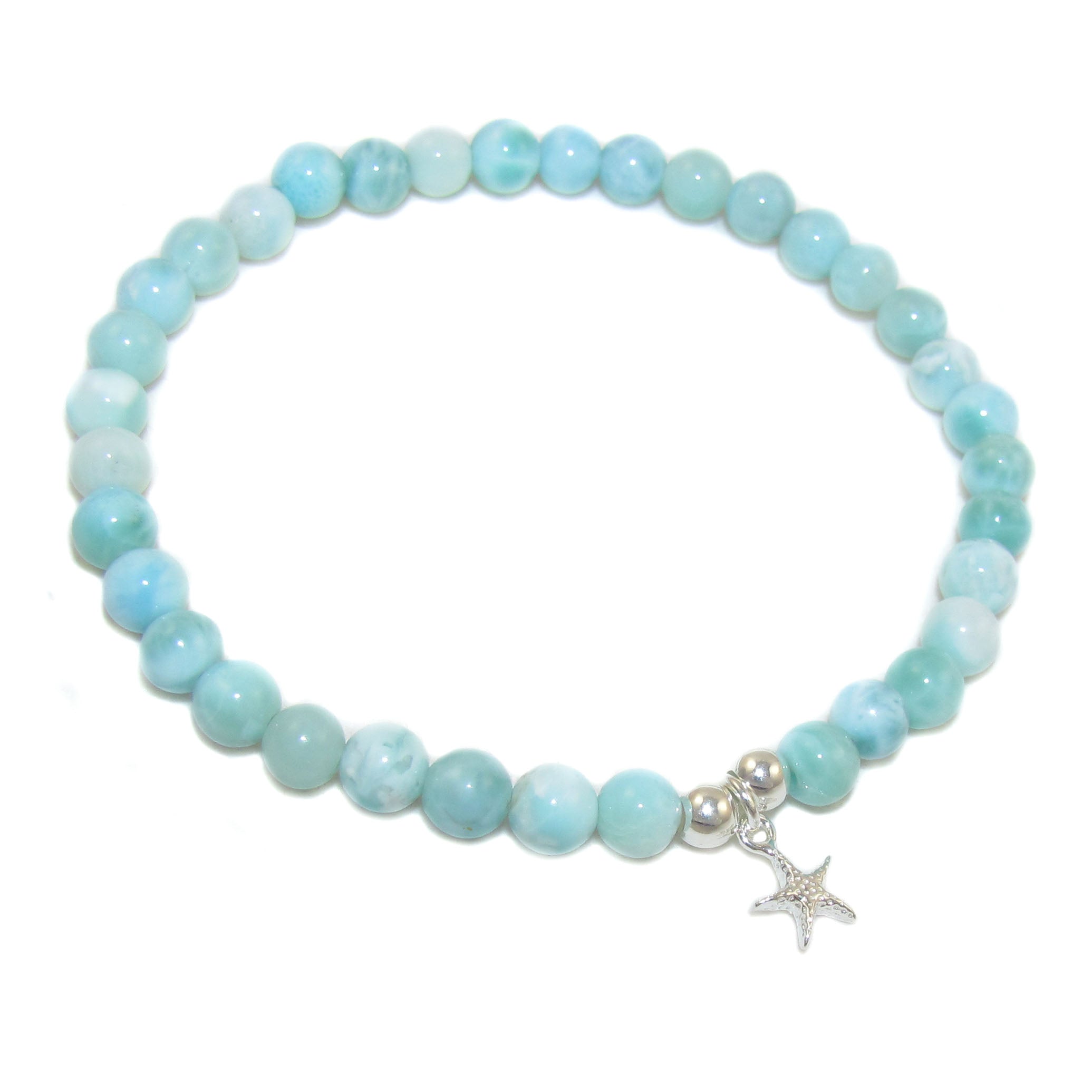 Larimar Edelstein Heilstein Seestern Karma Armband, Wunder willkommen