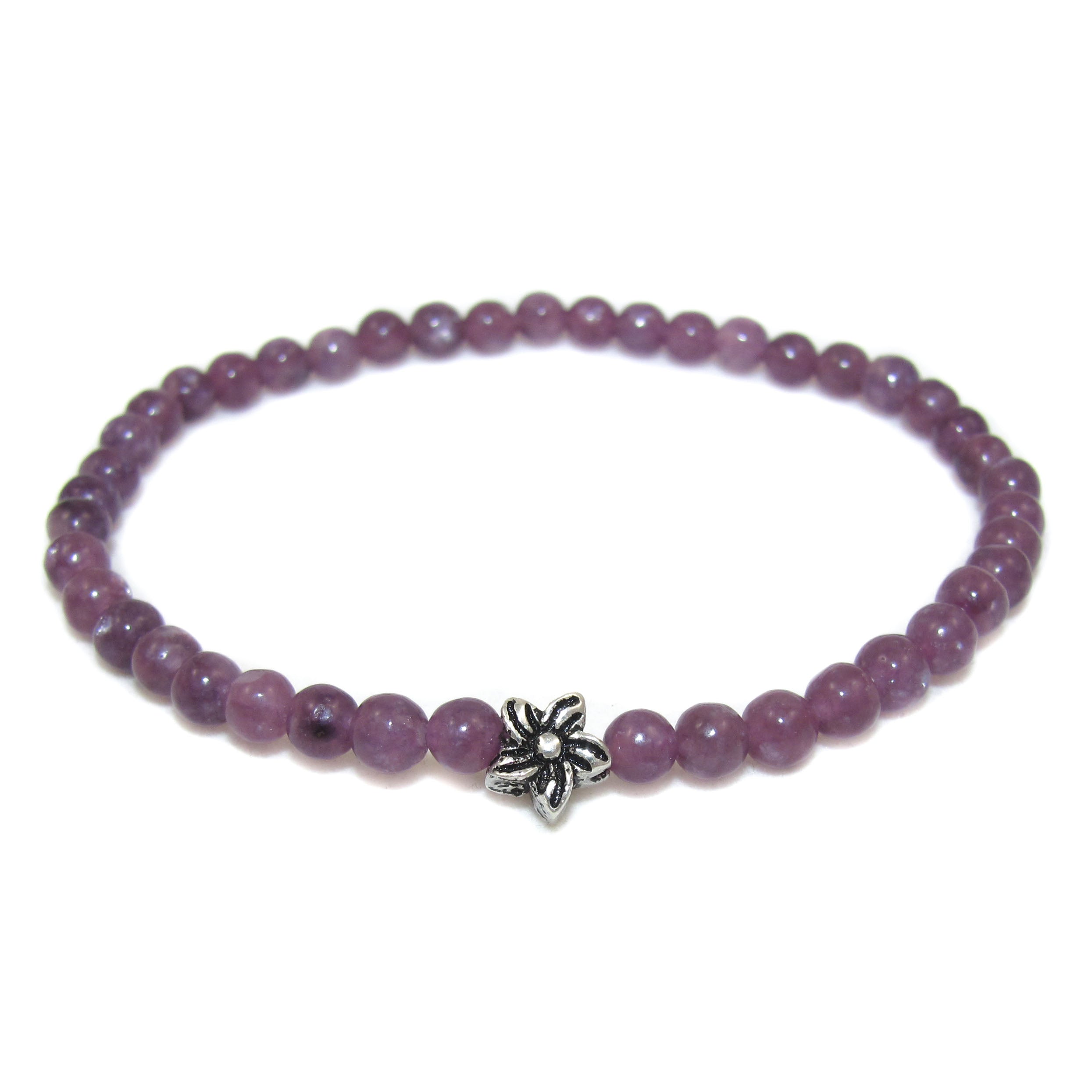 Lepidolith Karma Edelstein Heilstein Hibiskus Armband #beingpeace - im Frieden
