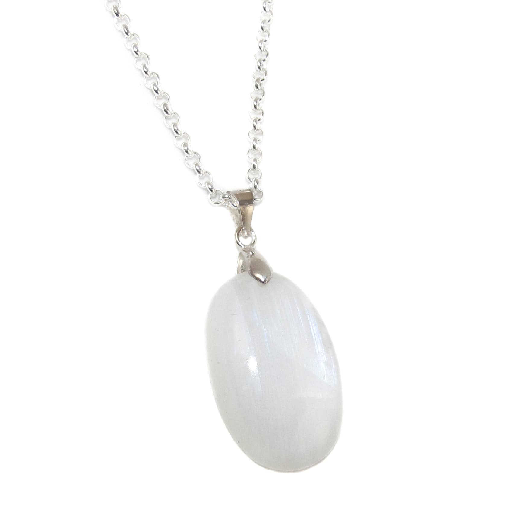 edle Regenbogen Mondstein Edelstein Anhänger Karma Kette Sterlingsilber 50 cm, geweiht - Harmonie und Ausgeglichenheit