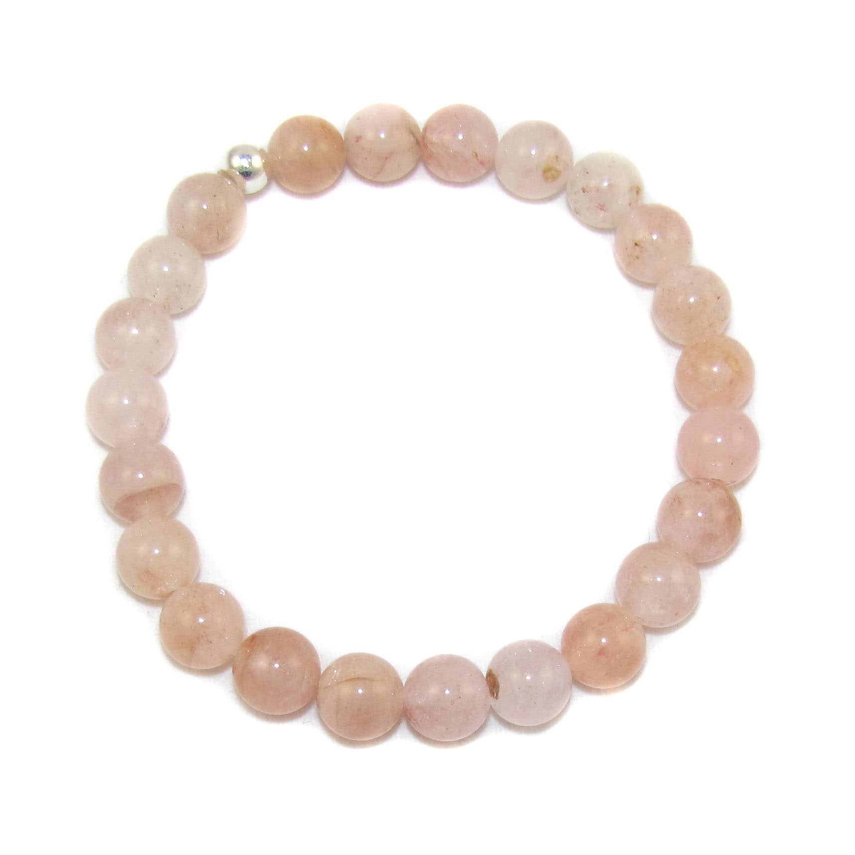 Morganit Edelstein Heilstein Karma Armband, natur rosa, Chakra wellness anti stress