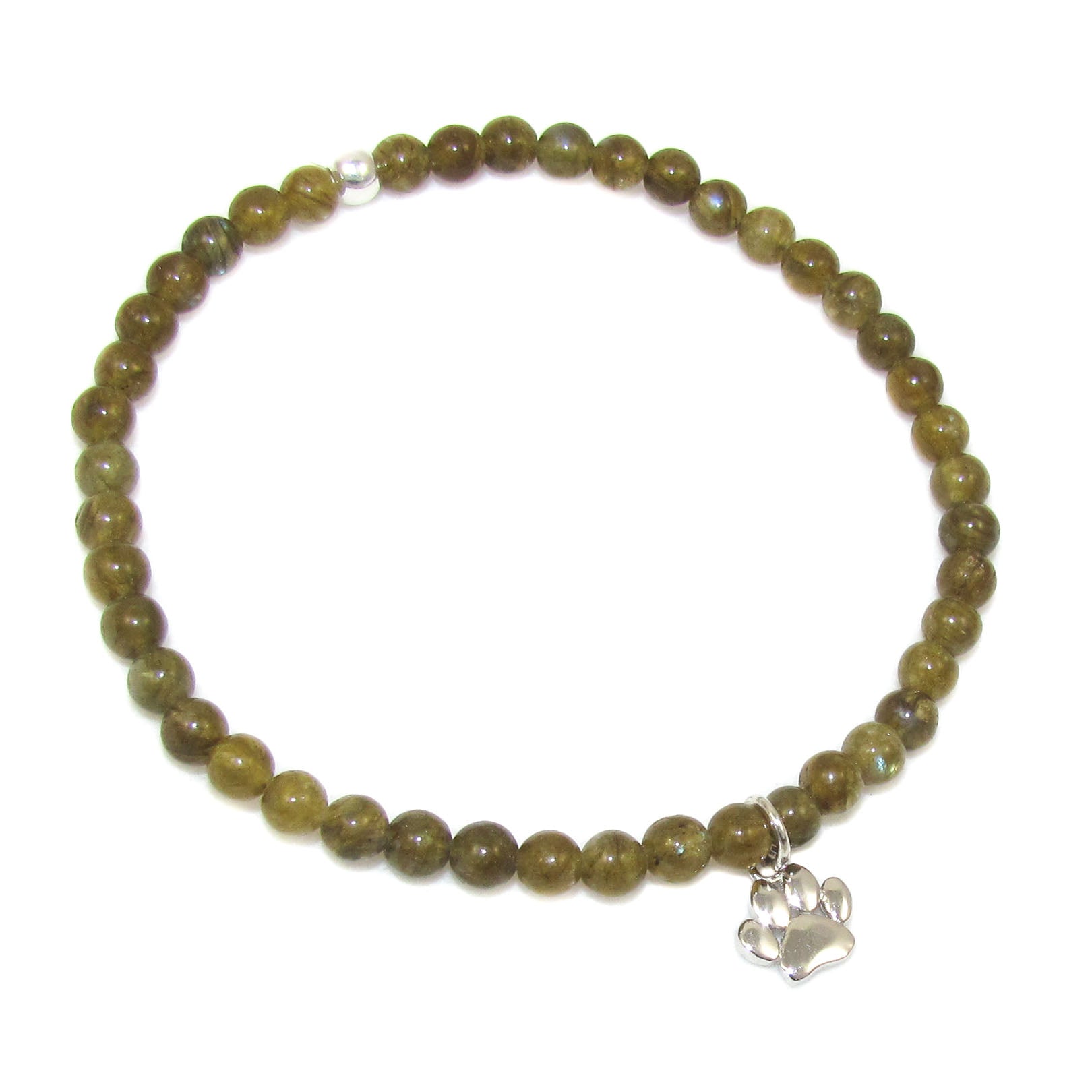 Labradorit Mondstein Karma Armband, Edelstein gold grün, liebevolles Erinnern