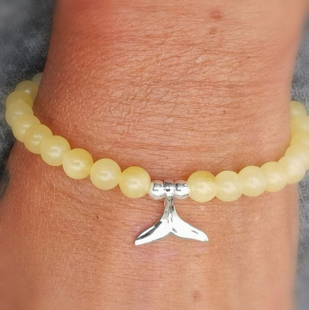 Orangencalcit Karma Edelstein Armband mit Walflosse, standhaft optimistisch