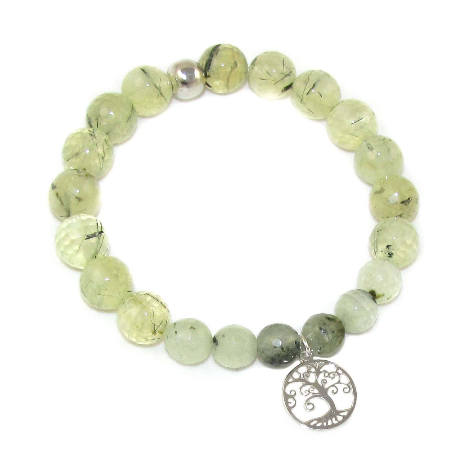 Prehnit Lebensbaum Karma Edelstein Armband, Chakra Schmuck, Aurastärke und Eigenliebe