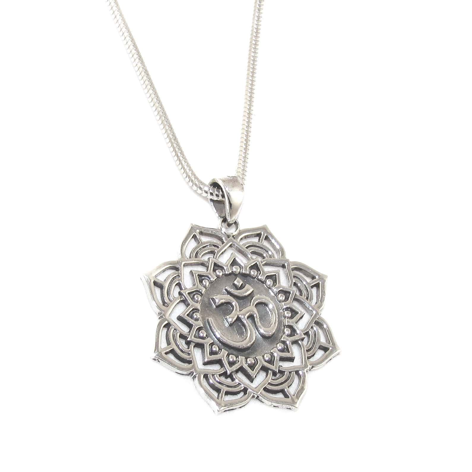 OM Symbol Chakra Schmuck Karma Kette Sterlingsilber 40 cm - inneren Frieden