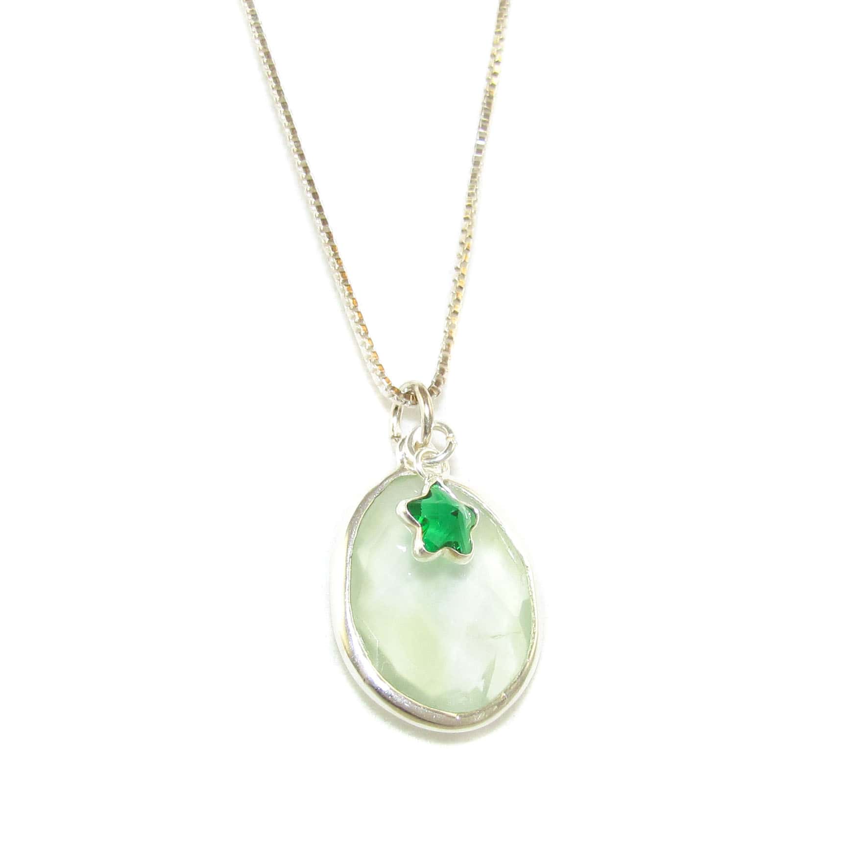 grüner Prehnit Edelstein Heilstein Seestern Karma Kette Sterlingsilber, geweiht - Akzeptanz und Harmonie