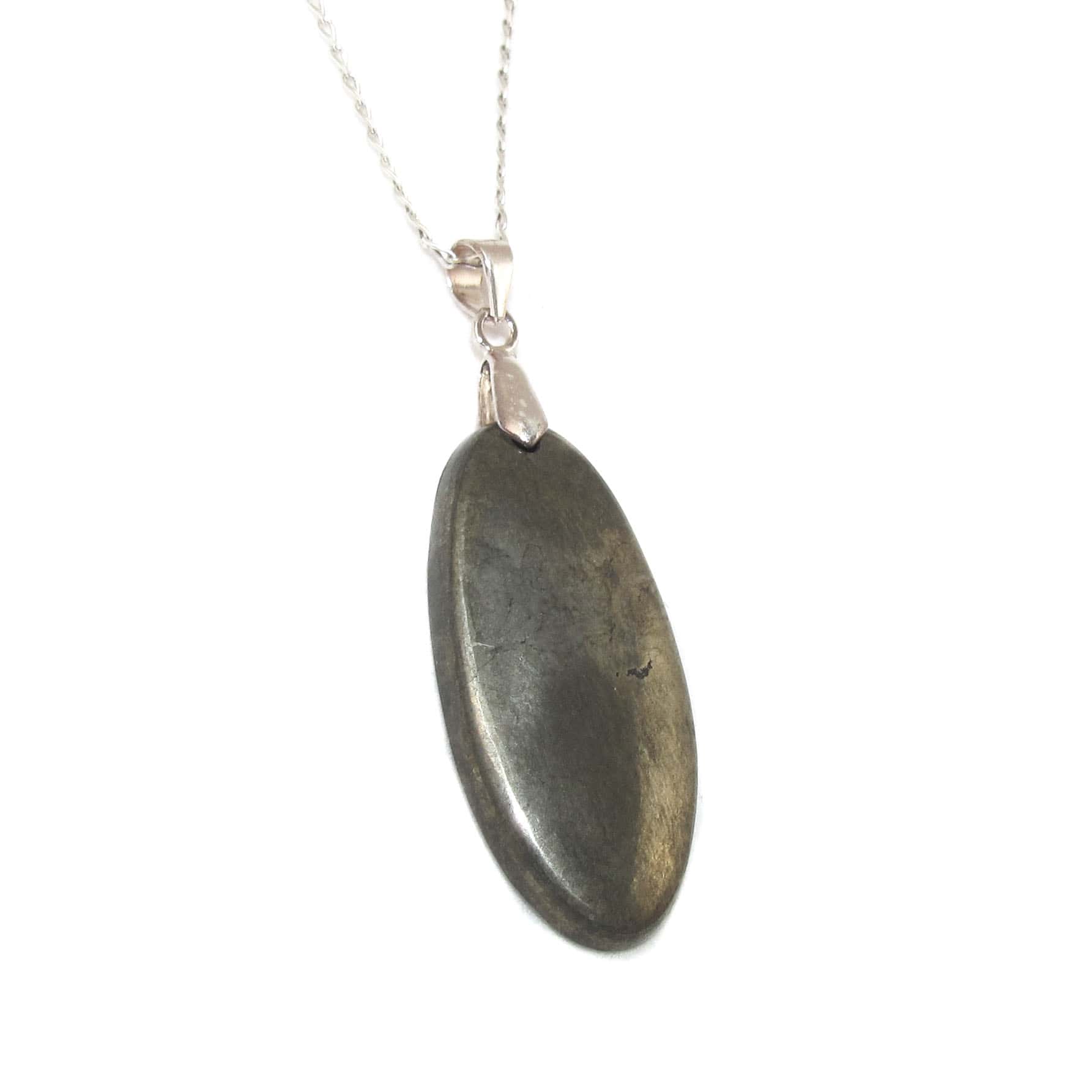 Pyrit Edelstein Heilstein Anhänger Karma Kette Sterlingsilber 45 cm - Hoffnung und Mut
