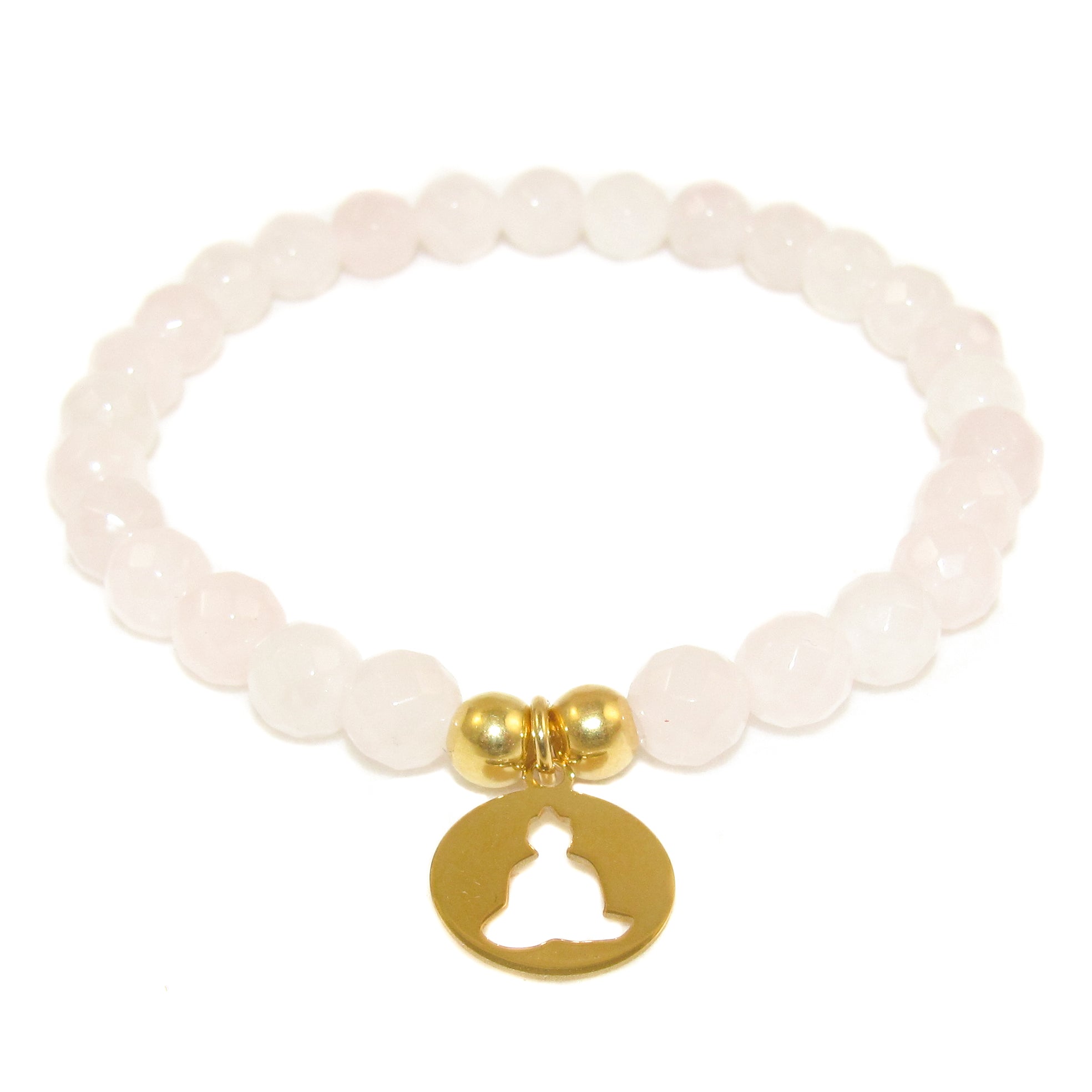 Rosenquarz Karma Buddha Edelstein Armband, Licht & Liebe