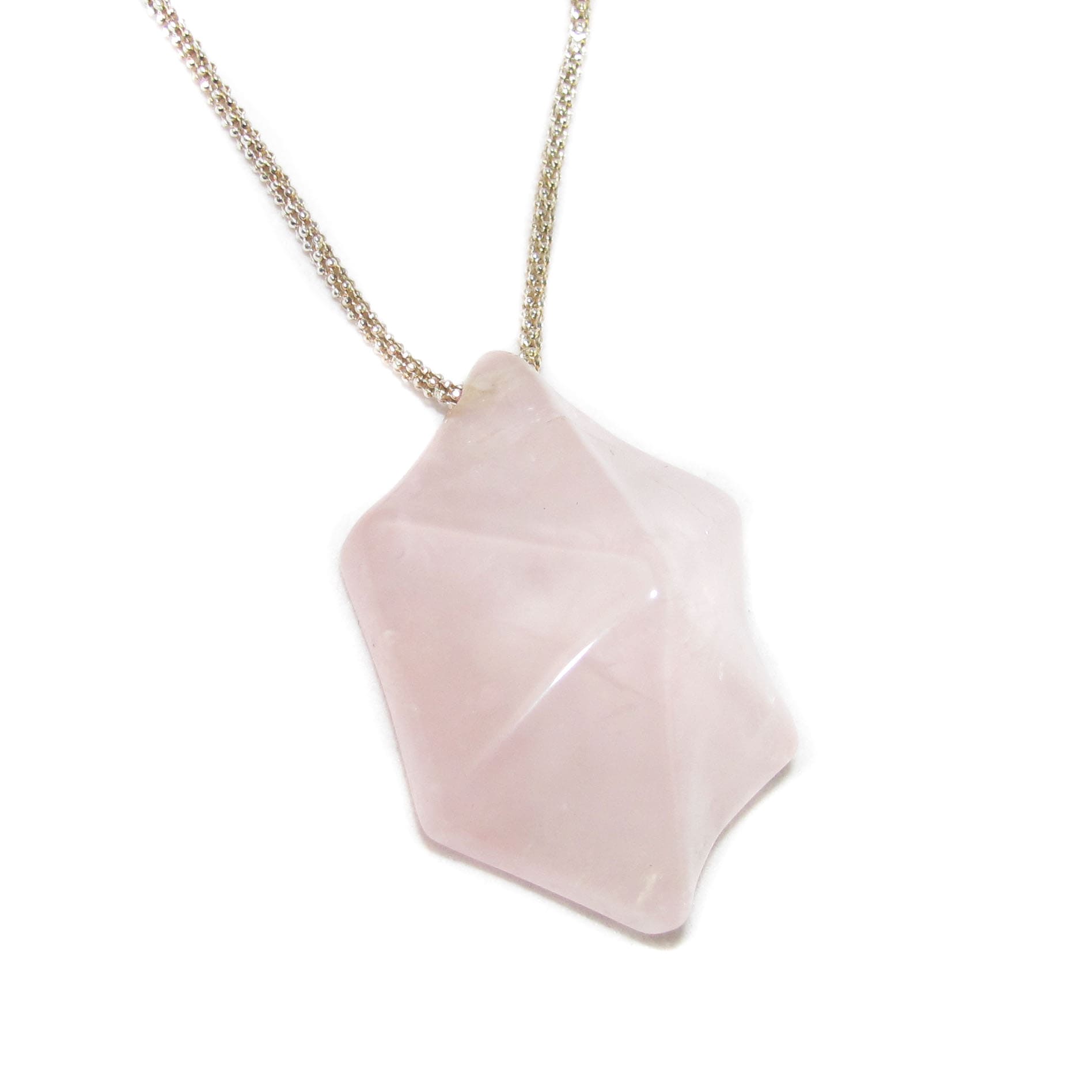 Rosenquarz Edelstein Heilstein Herz Chakra Karma Kette 70 cm, geweiht - Aura Kraft