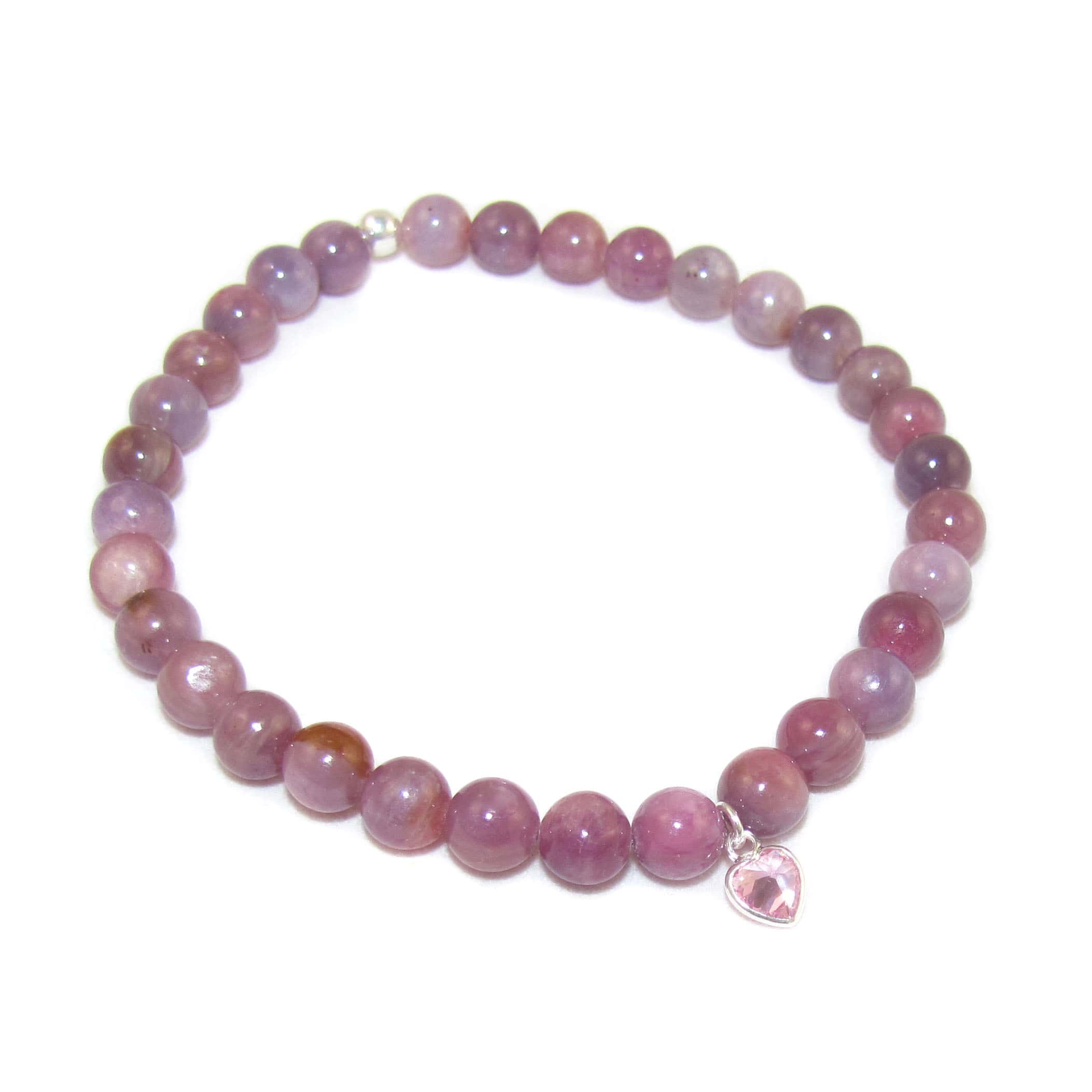 Rubin Edelstein Heilstein Karma Armband mit Zirkon Herz, Chakra wellness, Kraft der Liebe