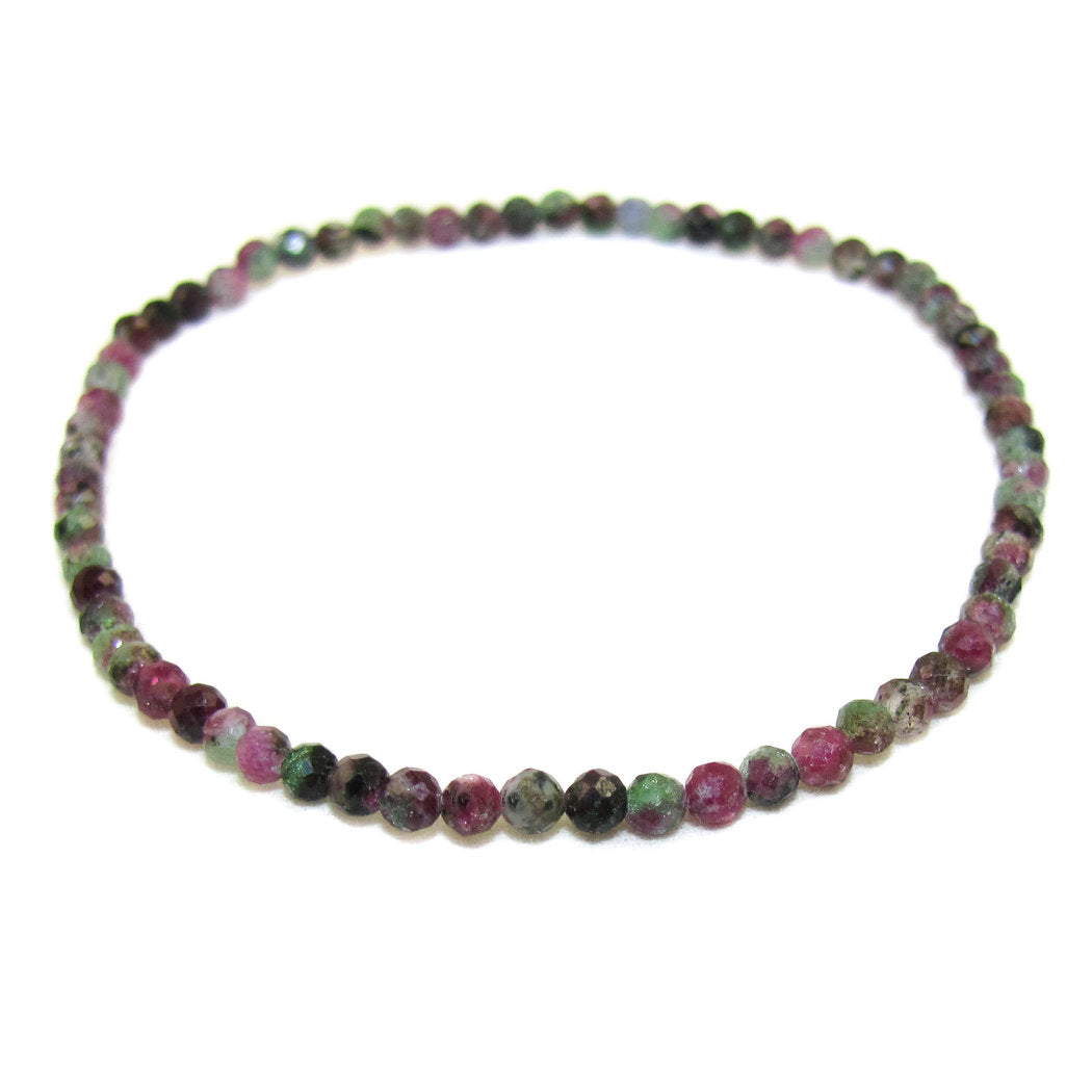 Pulsera de piedra curativa con piedras preciosas de rubí Zoisita filigrana de 2 mm, para la pasión y la alegría de vivir