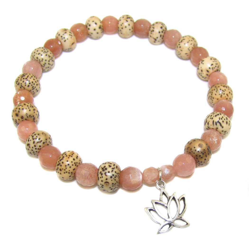 Lotus Sonnenstein Karma Edelstein Armband, Achtsamkeit