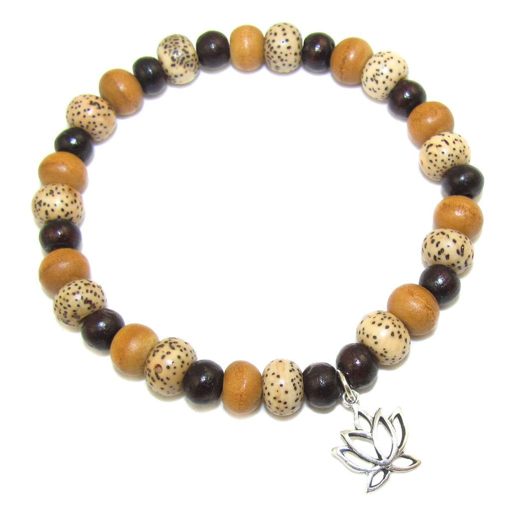 Lotus Sandelholz Rosenholz Karma Edelstein Armband, MitgefühlLotus Sandelholz Rosenholz Karma Edelstein Armband, Inneren Frieden