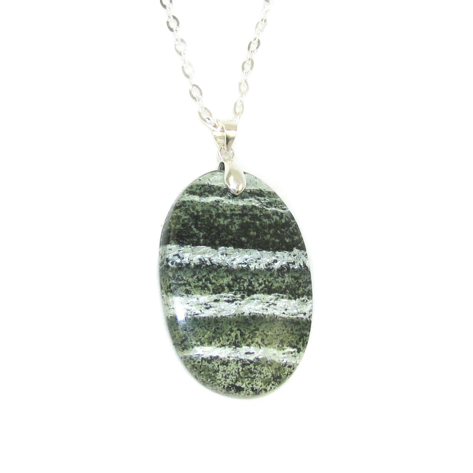Serpentin Jade Heilstein Edelstein Karma Kette 45 cm, geweiht - Harmonie
