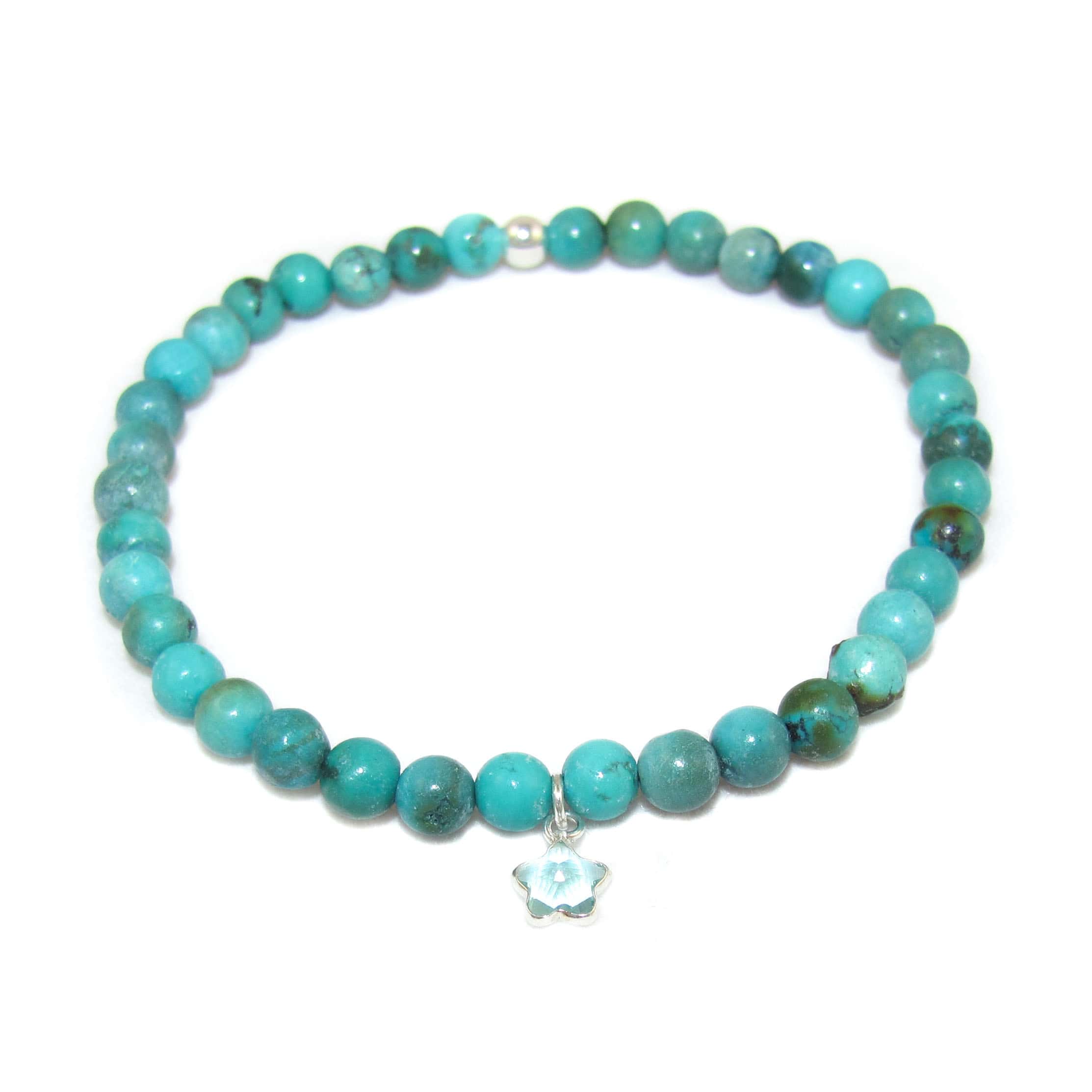 Turquoise Karma Starfish Bracelet, Real Turquoise Gemstone with Zircon, Wonderful Freedom