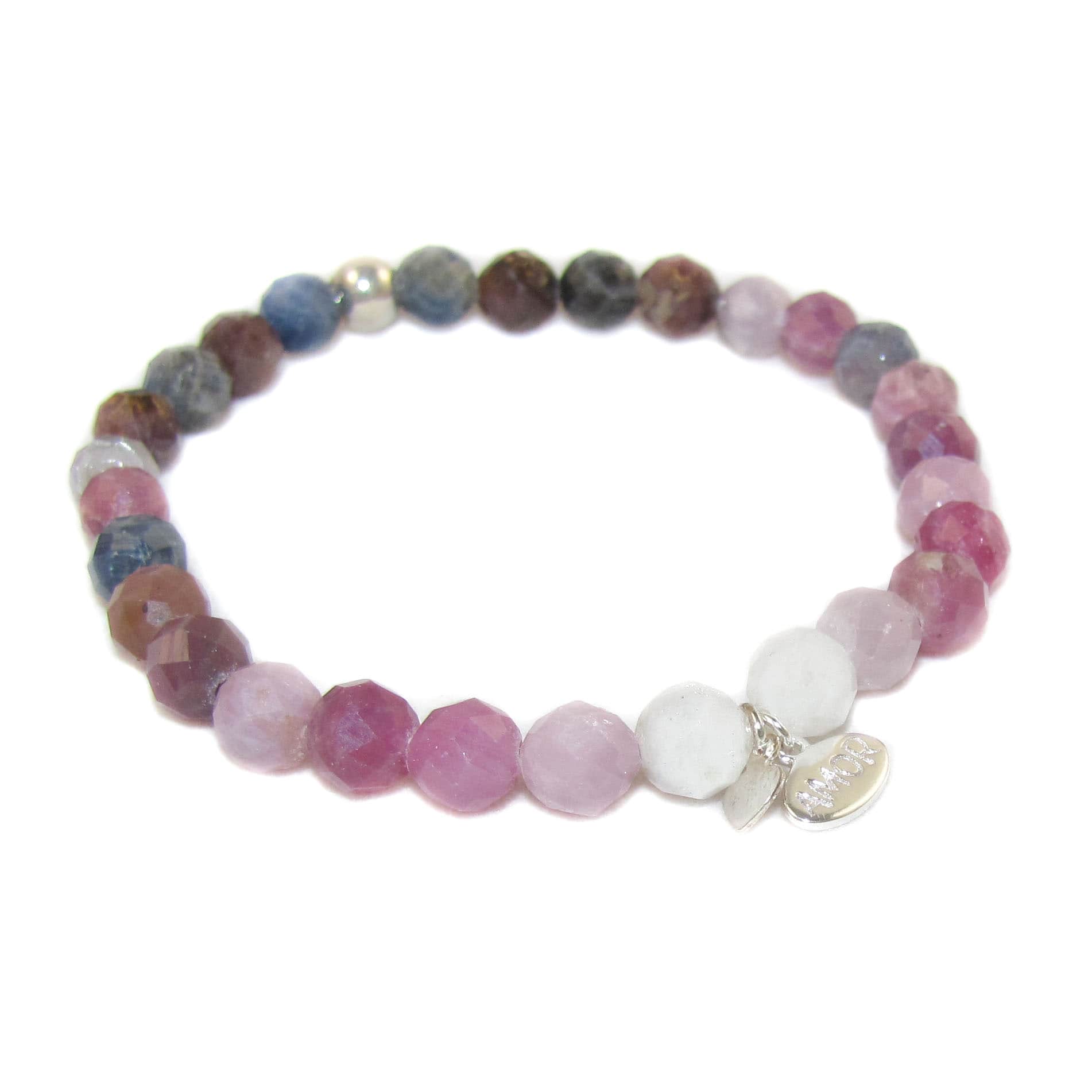 Turmalin Karma Edelstein Armband multicolor, mit Herz #love, Schutz und Liebe