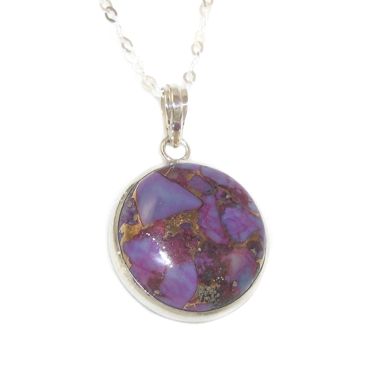 lila Türkis Pyrit Edelstein Heilstein Karma Kette Sterlingsilber - das Gefühl von Leichtigkeit