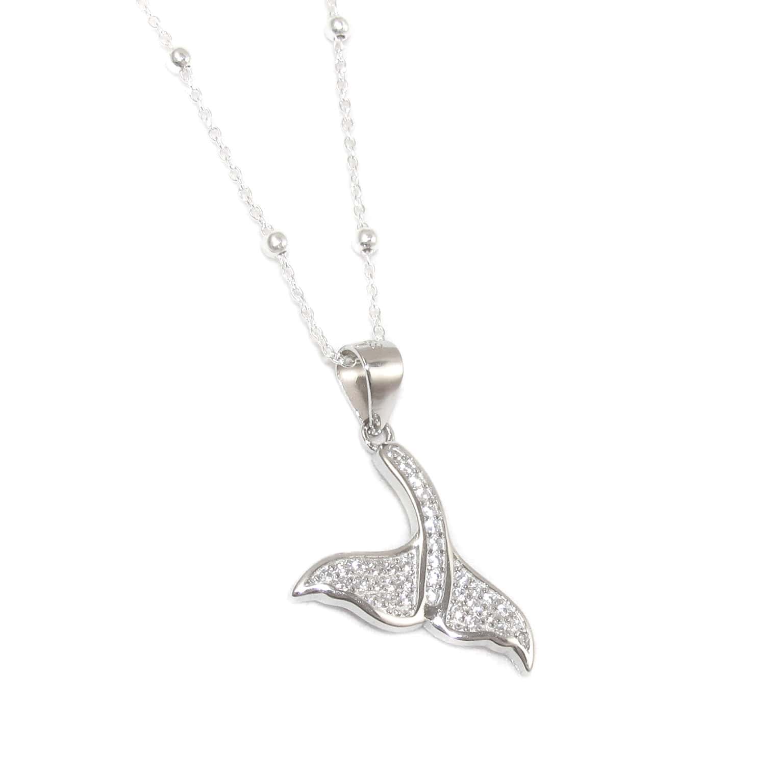 Walflosse Krafttier Wal Glücksbringer Karma Kette 45 cm Sterlingsilber, geweiht - Liebe zum Leben