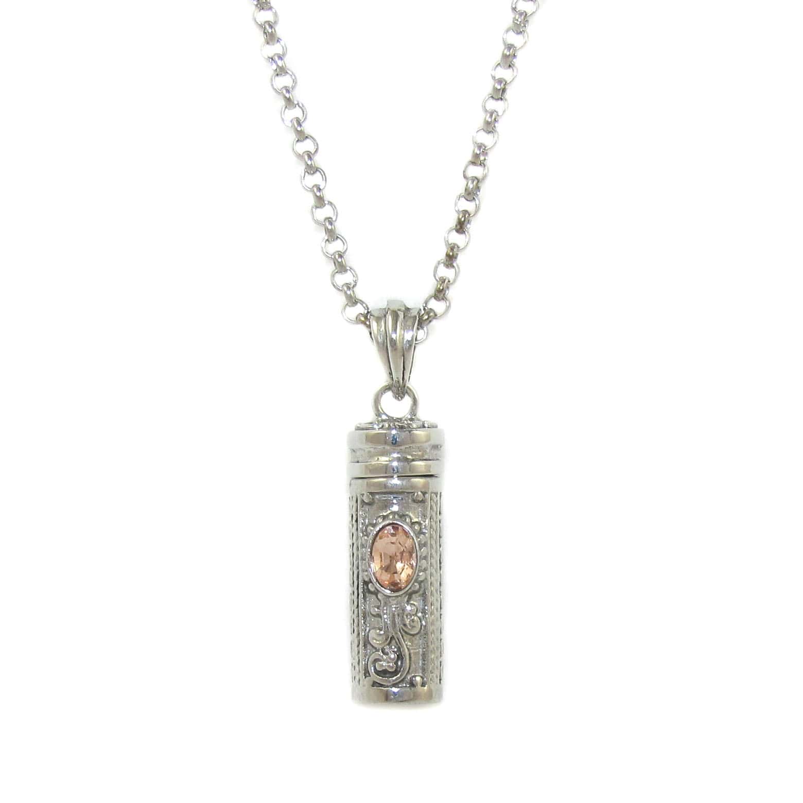 Wunsch Medaillon Glücksbringer Fashion Karma Kette mit Rosenquarz - Zufriedenheit und Harmonie