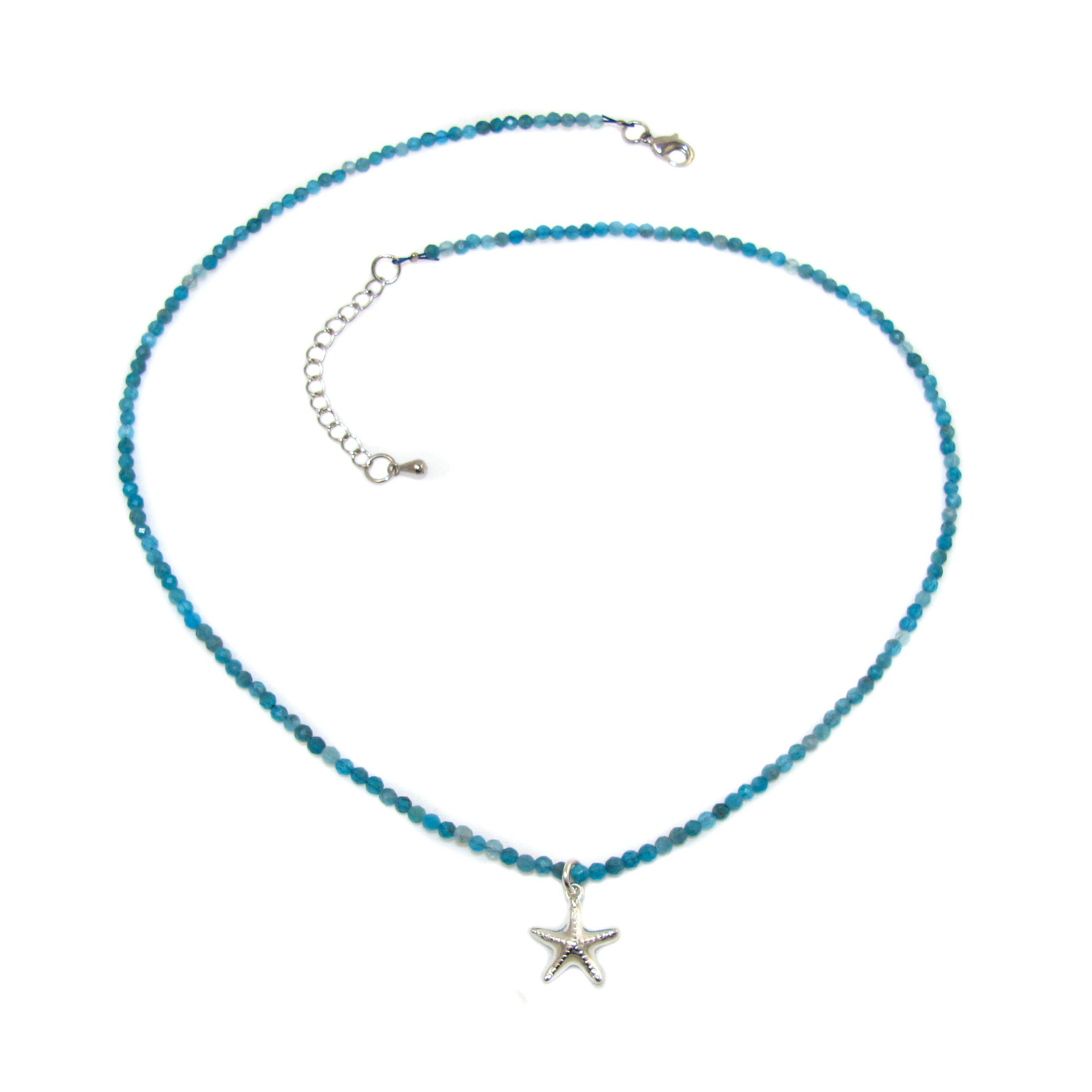 Apatit Seestern Edelstein Heilstein Kette blau, geweiht, Wunder willkommen