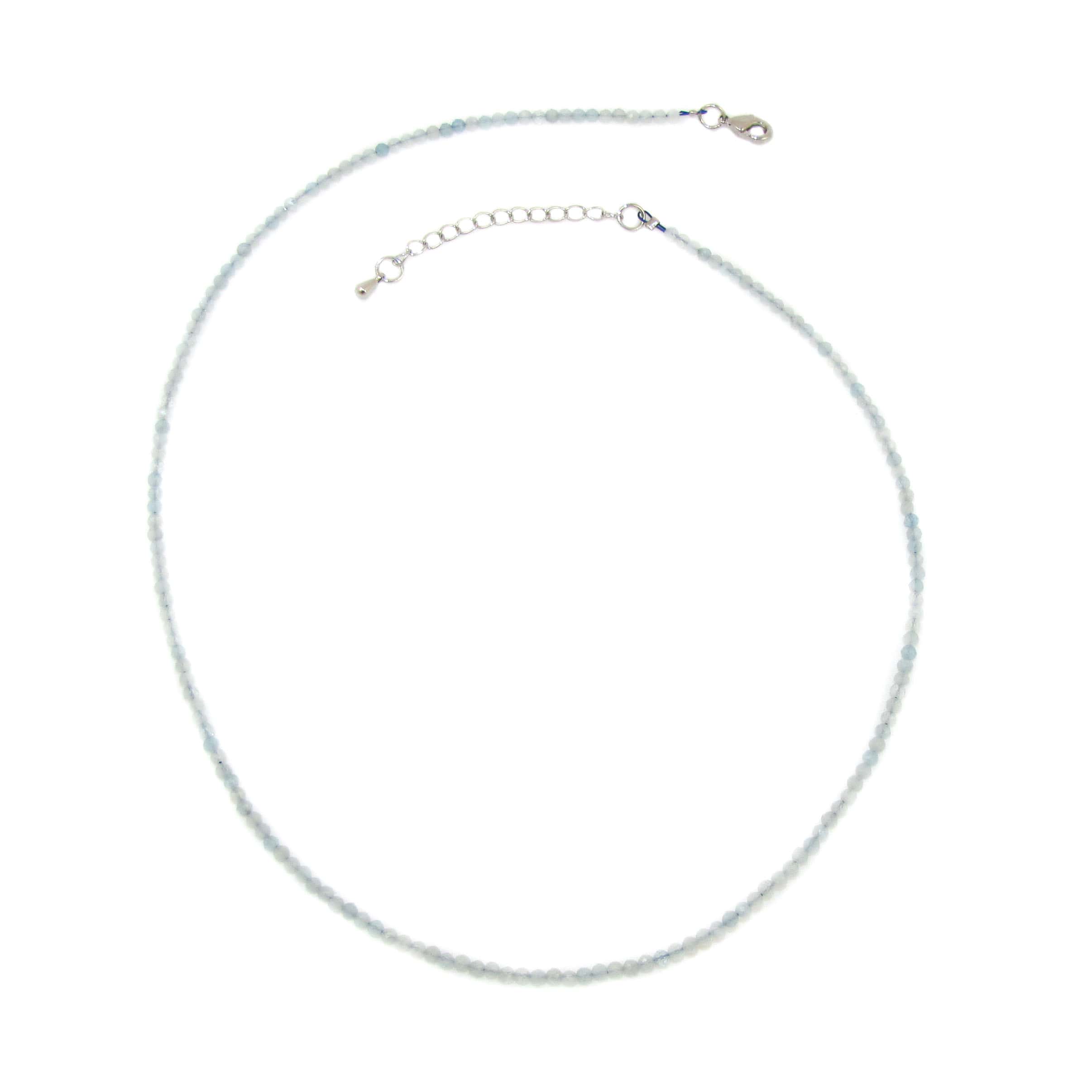 Aquamarin Edelstein Heilstein Kette, filigrane 2 mm Heilsteine, #Harmonie