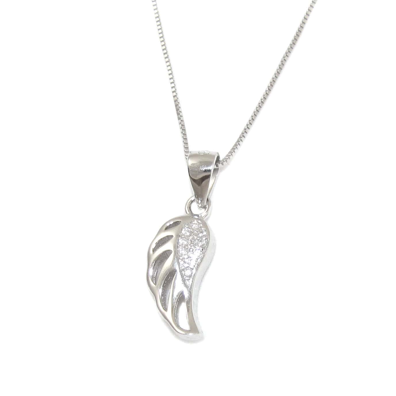 Engelsflügel Zirkonia Kette Sterlingsilber 50 cm - Mut und Hoffnung