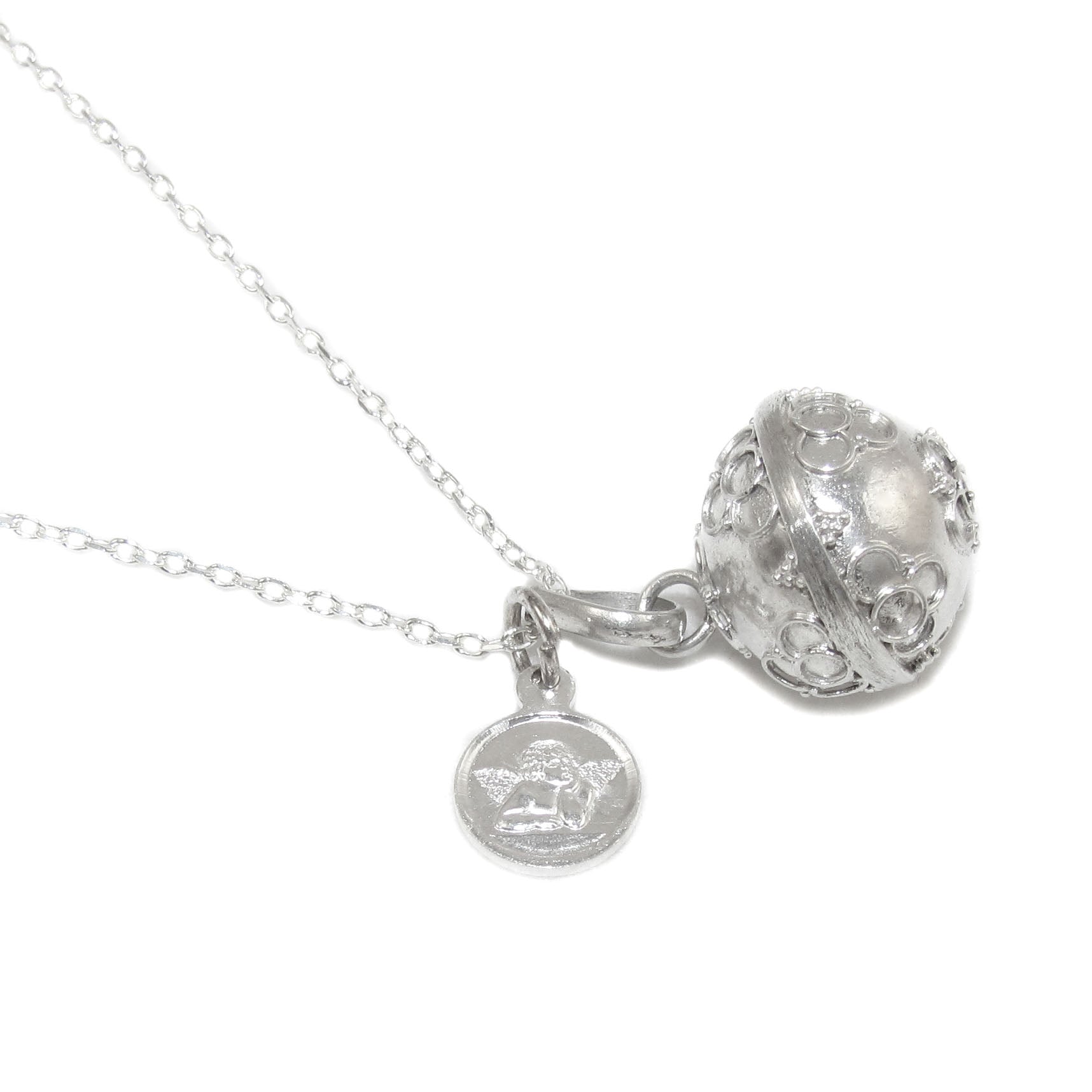 Engelsrufer mit Schutzengel Amulett Sterlingsilber Kurzkette Kette 40 cm geweiht - #behütet