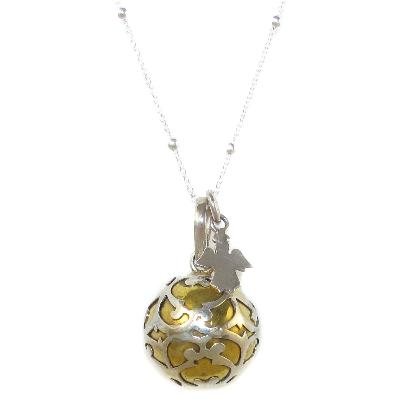edle Engelsrufer Schutzengel Karma Kette 50 cm, Gold Silber, geweiht