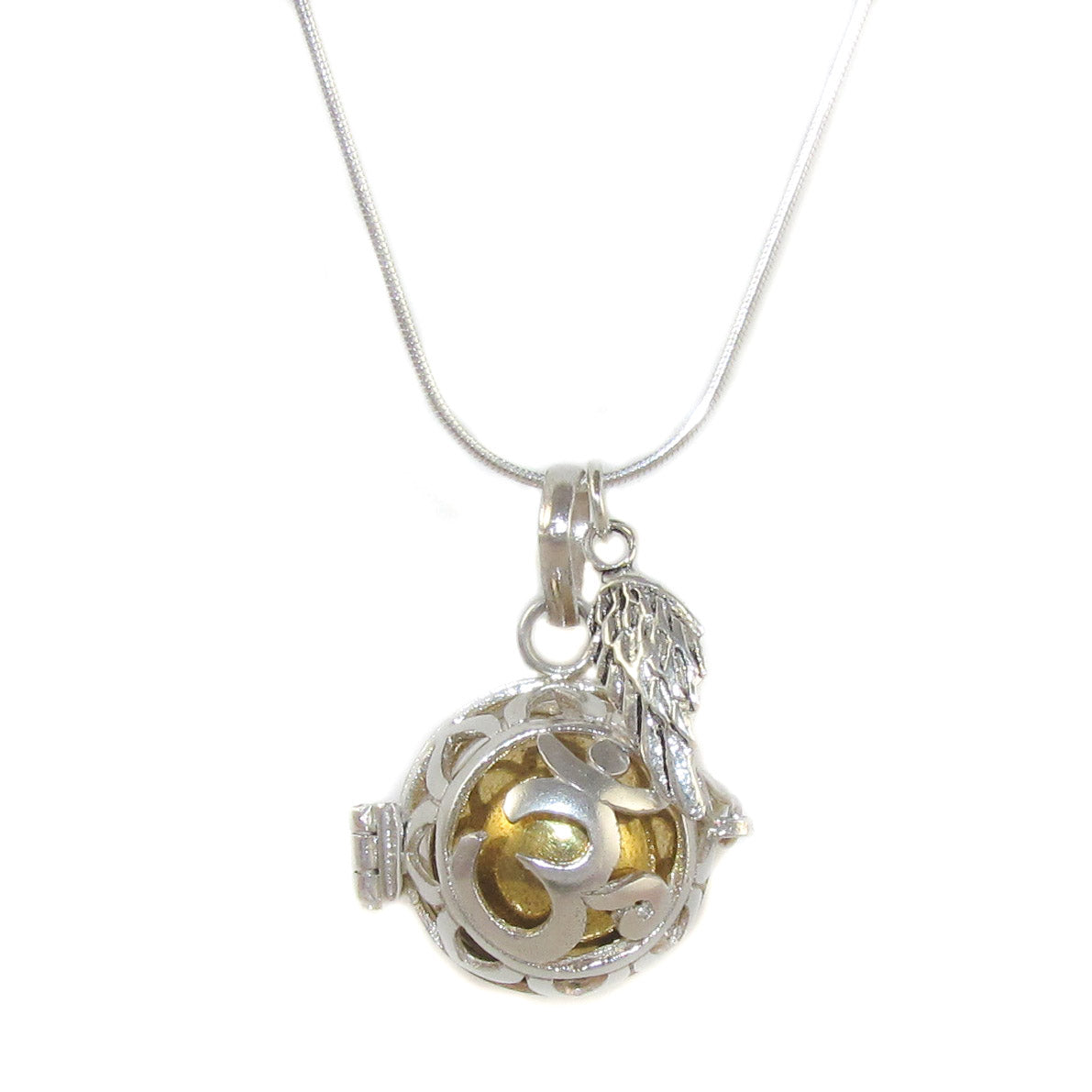 OM Chakra Engelsrufer Flügel Karma Sterlingsilber Kette 50 cm - innere Sonne