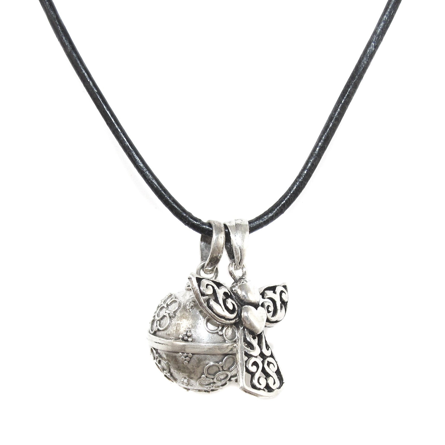 Engelsrufer Schutzengel Sterlingsilber an Leder Kette, geweiht - "ich bin im Schutz"
