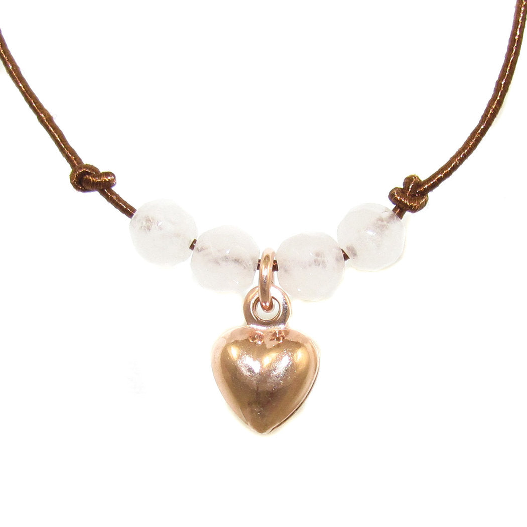 Karma Kettchen mit kleinem Rose Gold Herz, Glückskette - geweiht