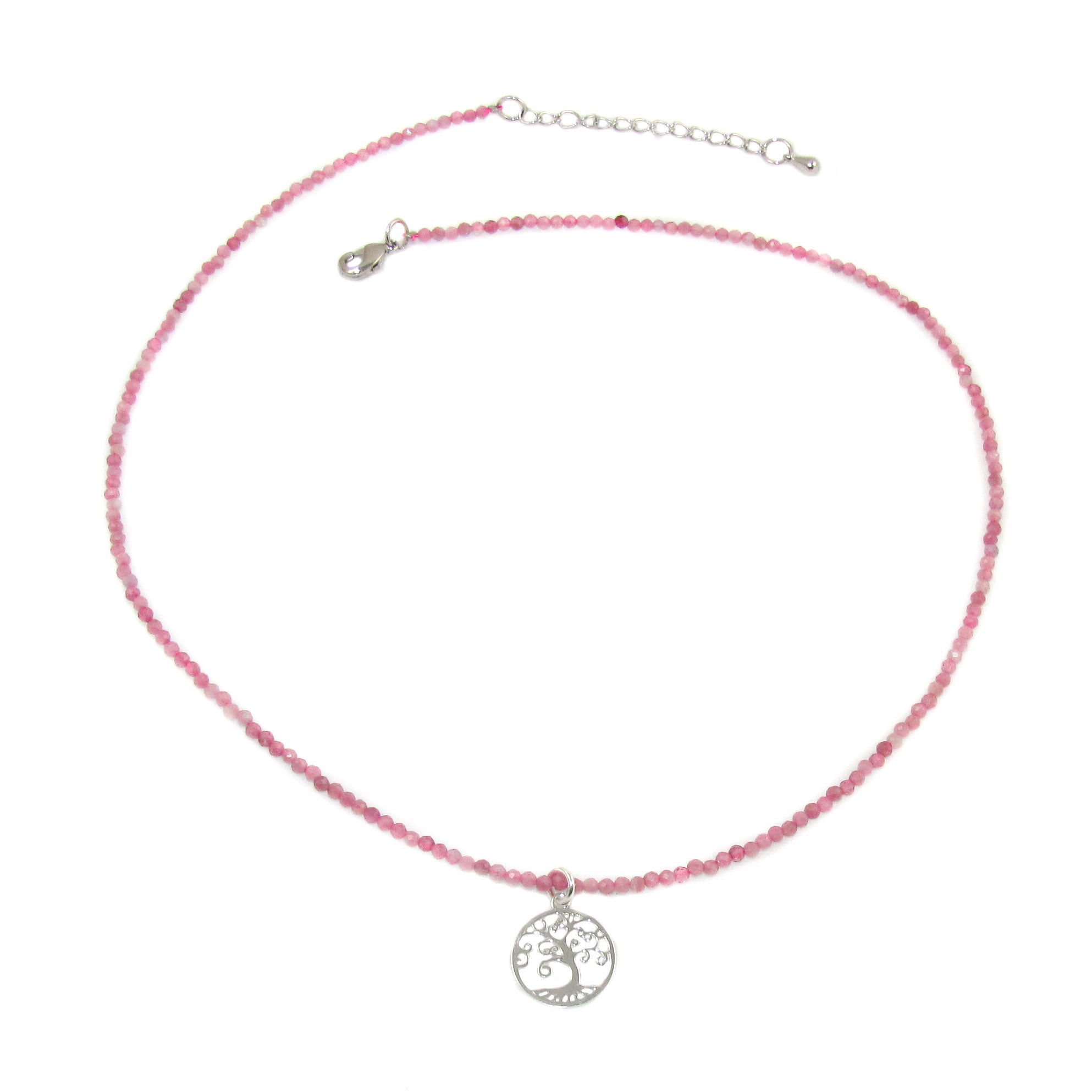 Lebensbaum Turmalin Edelstein Heilstein Karma Kette Rosa, geweiht - Lebenslust