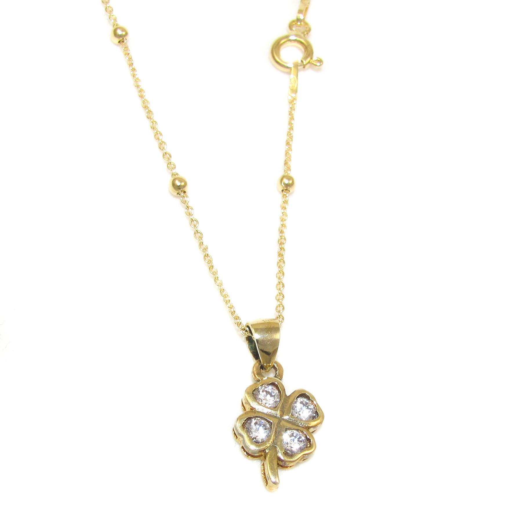 Kleeblatt Karma Glücksbringer Kette Kurzkette Gold - Schutz und Glück