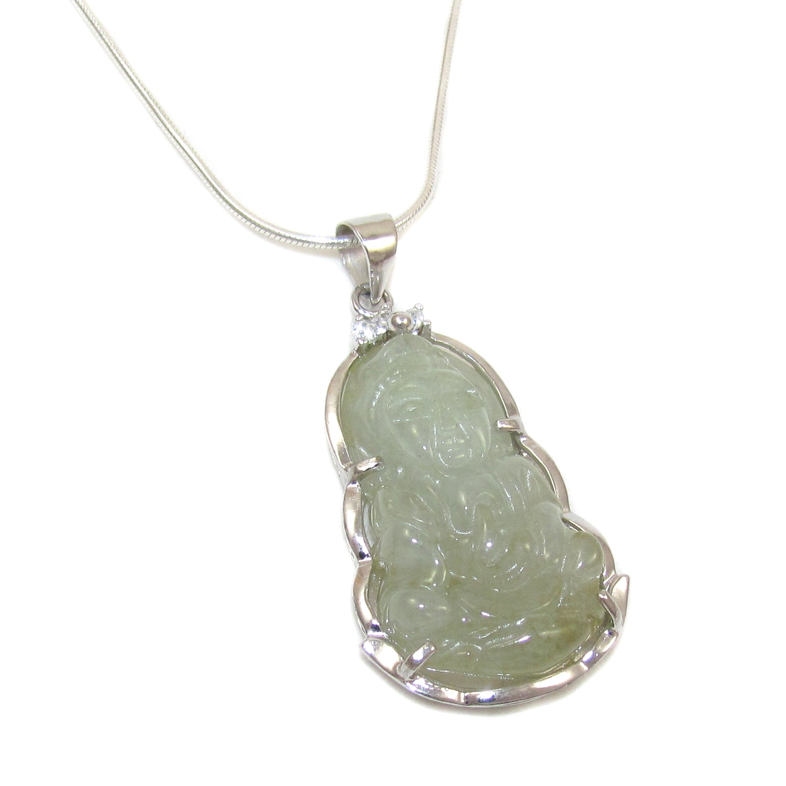 Kuan Yin, Buddha grüne Jade Edelstein Glücksbringer Kette - innerer Frieden