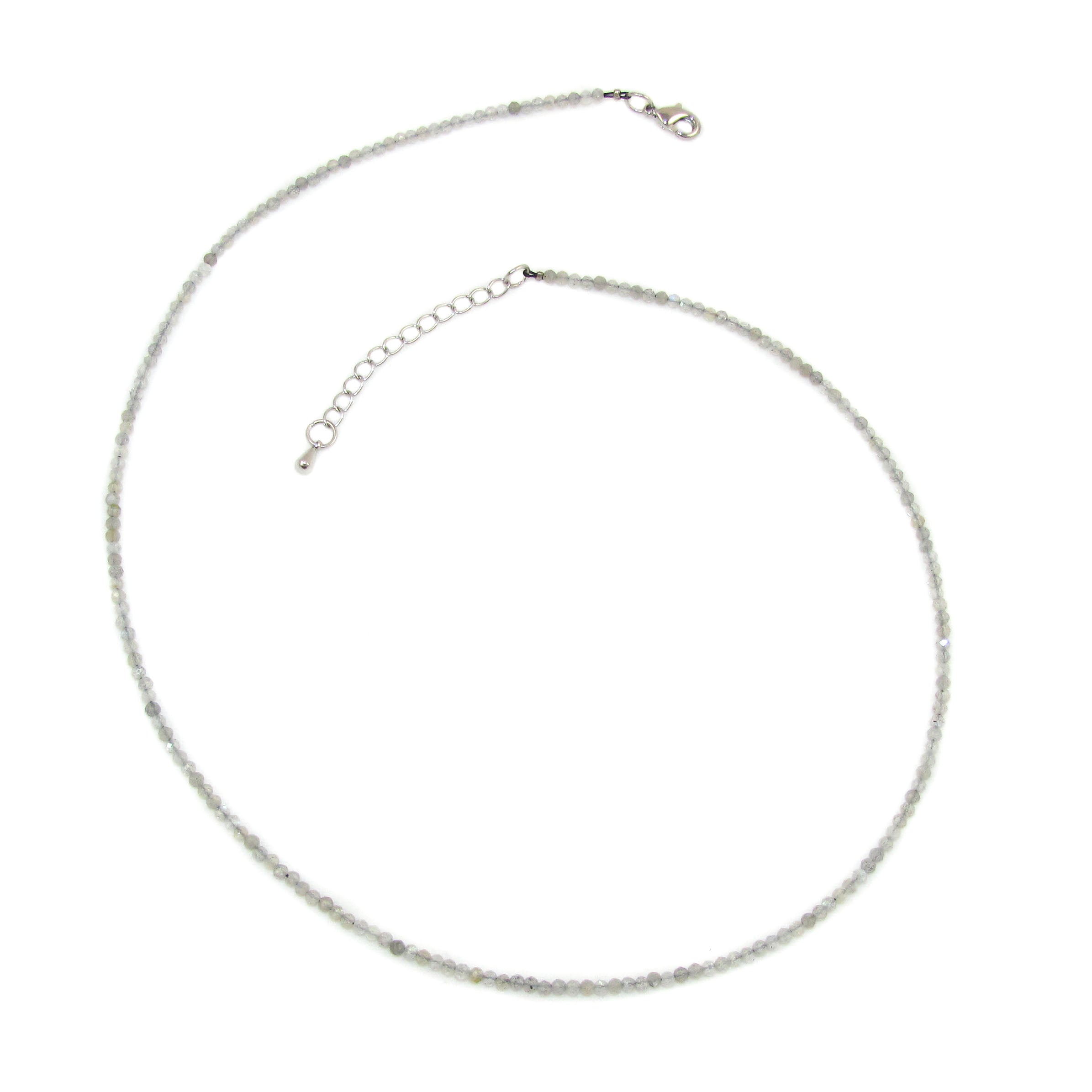 Labradorit Mondstein Edelstein Kette filigran, lichtvoller 2 mm Heilstein Schmuck, Seelenbalsam