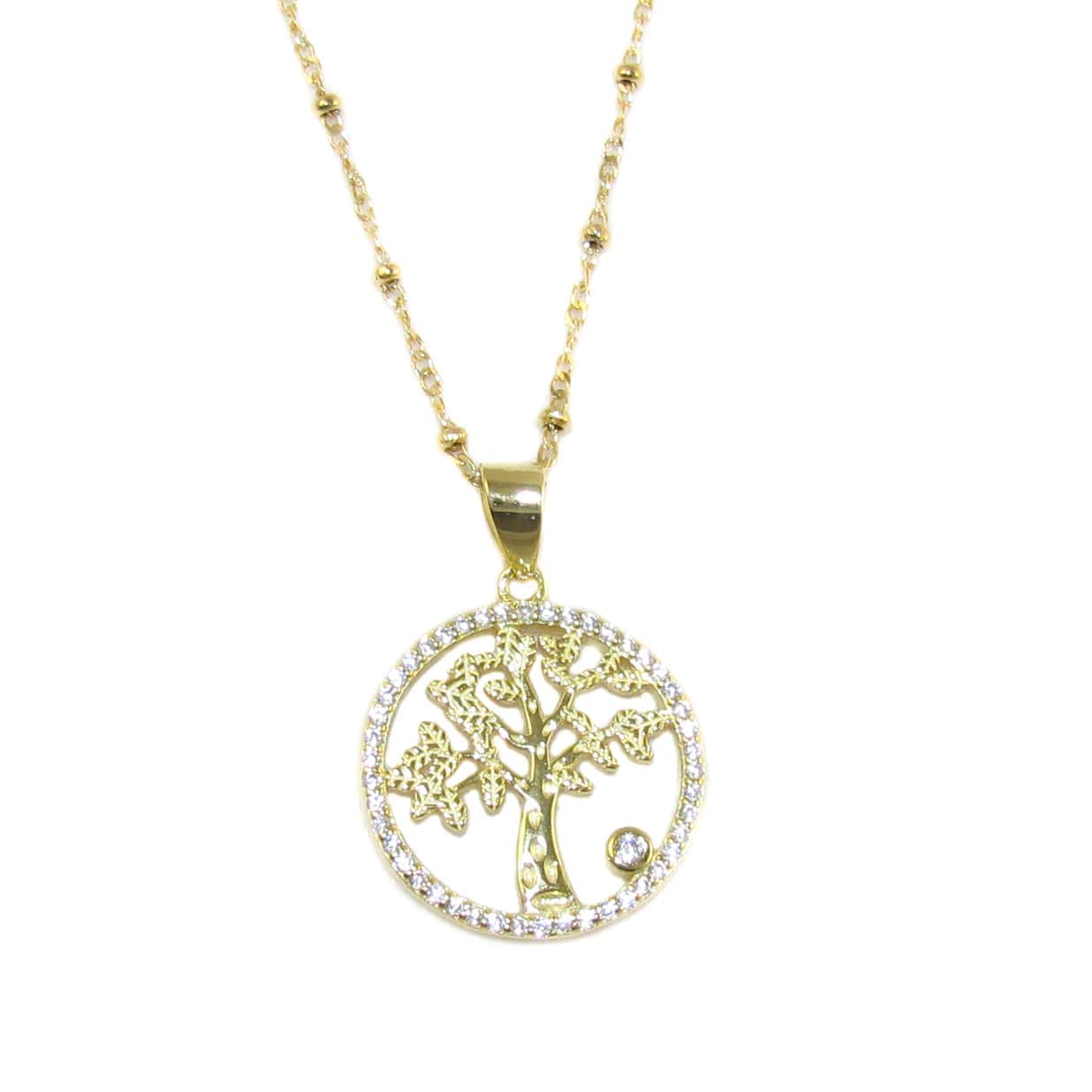 Lebensbaum Tree of Life Zirkon Karma Kette vergoldet, geweiht - neue Kraft