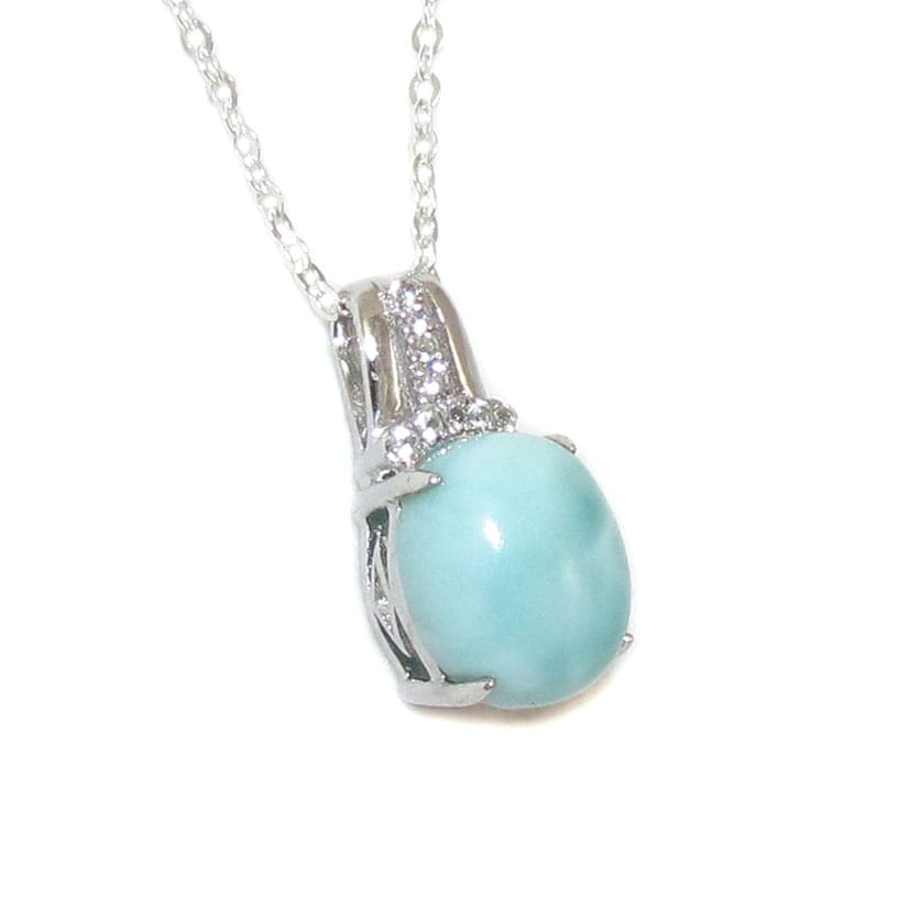 Larimar und Topas mit Diamant Schliff Edelstein Heilstein Kette - Vertrauen ins Leben