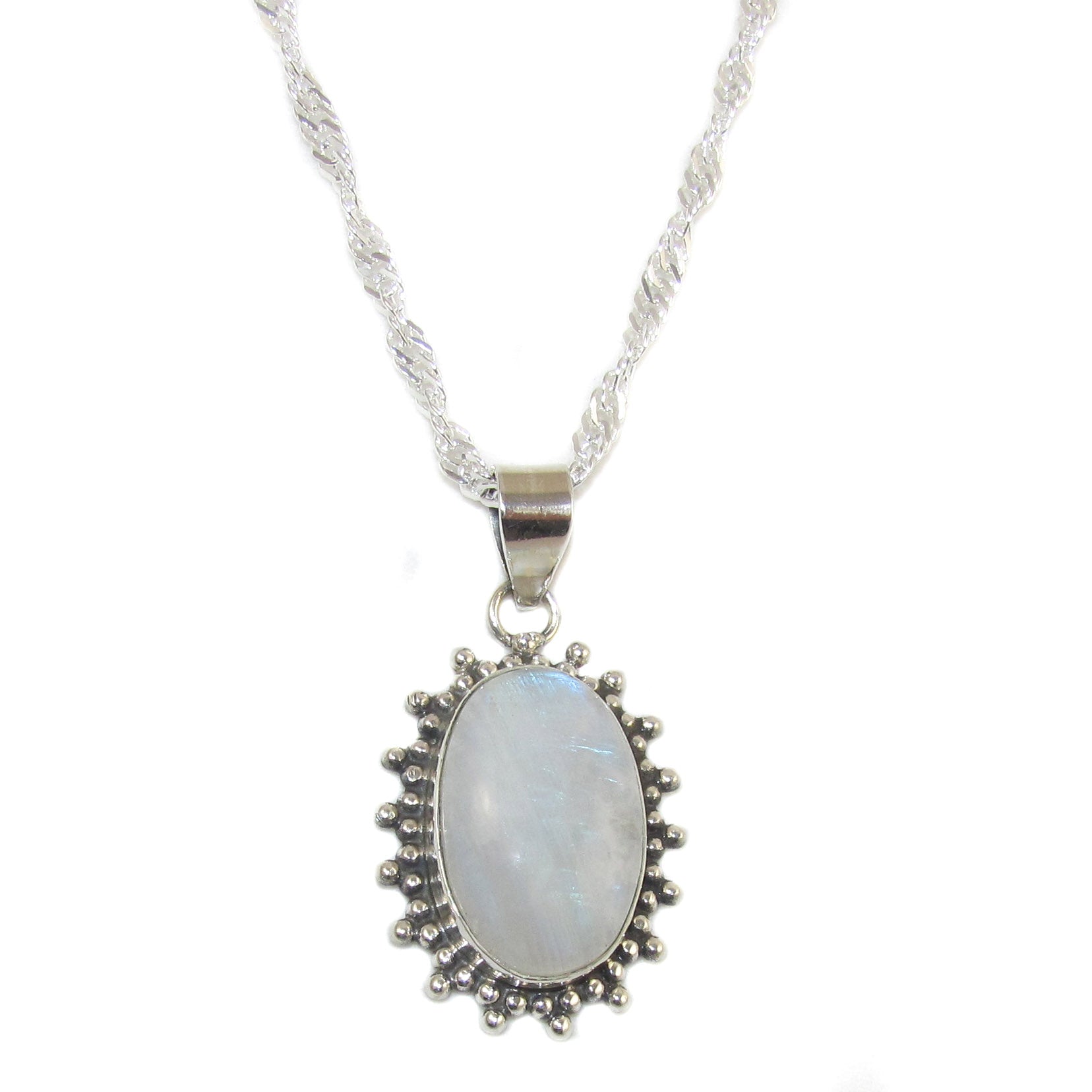 Regenbogen Mondstein Edelstein Heilstein Anhänger Kette 45 cm - Harmonie und Ausgeglichenheit