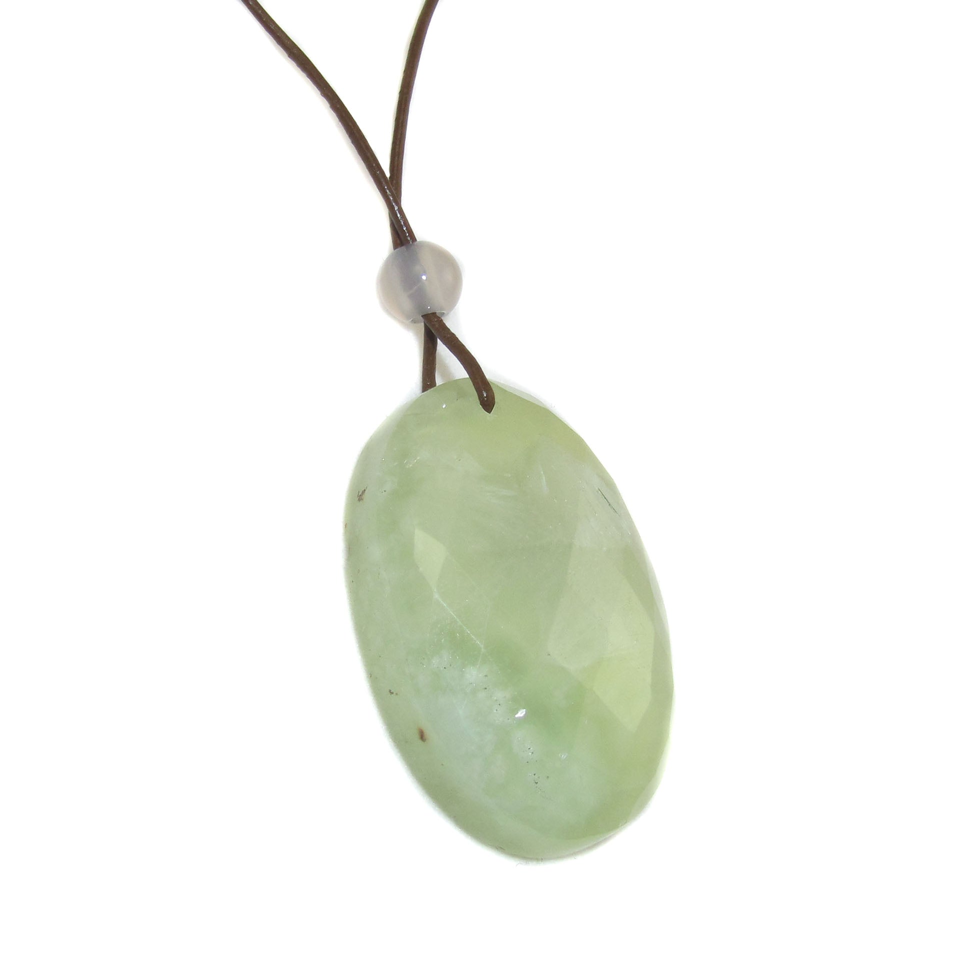 Prehnit Edelstein Heilstein Anhänger Kette Sterlingsilber - Akzeptanz und Harmonie