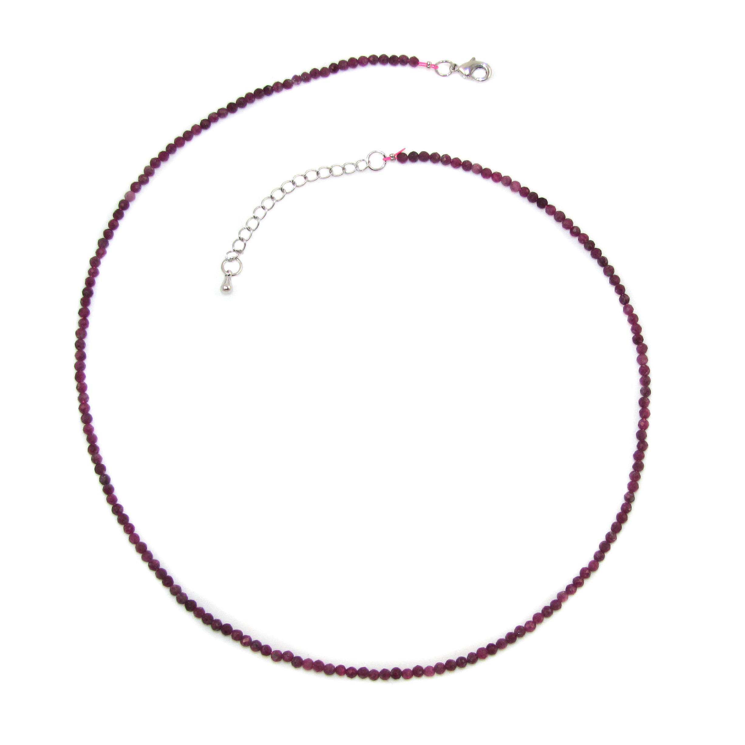 Rubin Edelstein Heilstein Kette filigran 2 mm, Rot- Glücksstein der Liebe