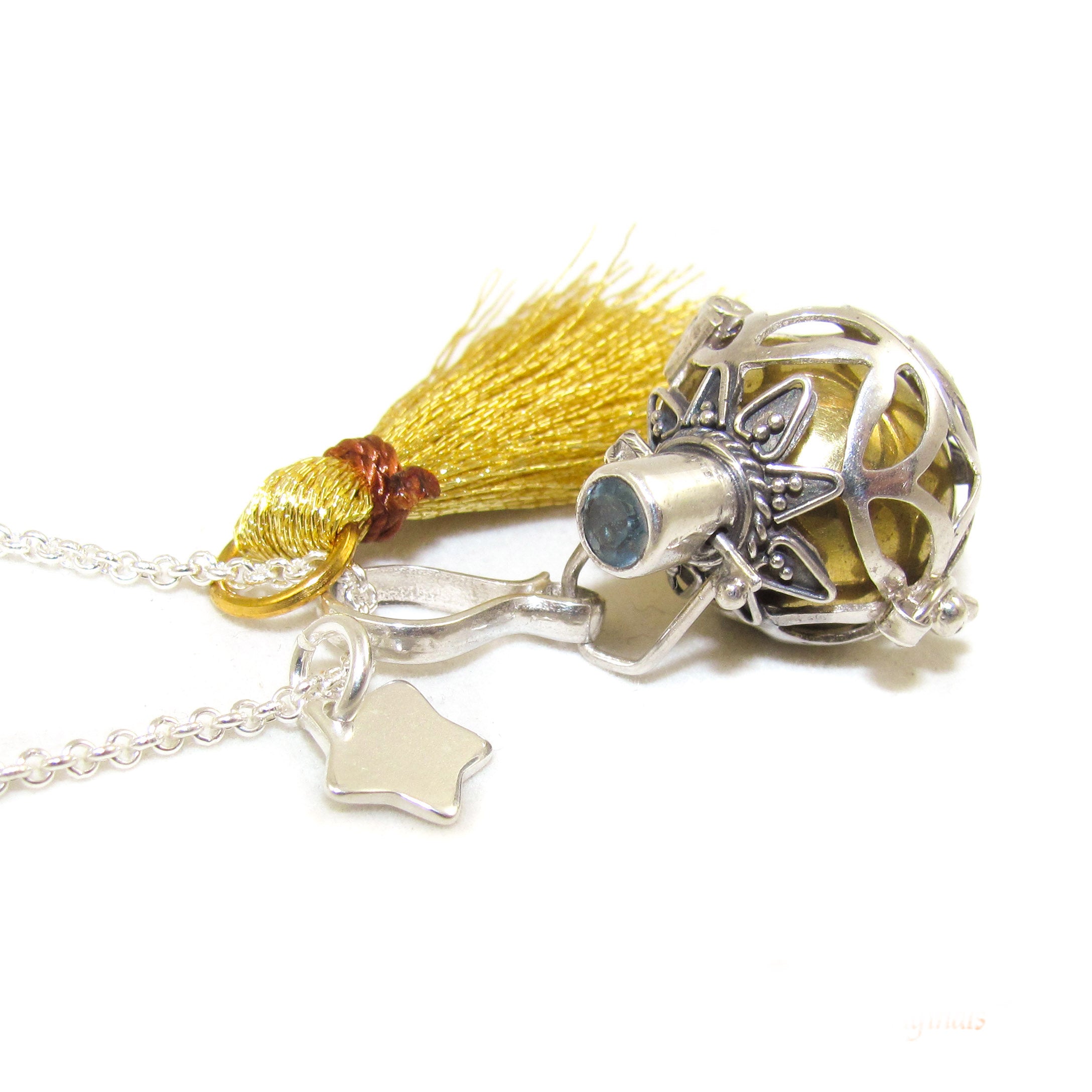 Engelsrufer Aquamarin Edelstein Kette mit Stern und Troddel sweet dreams - Lebensfreude - samaki originals