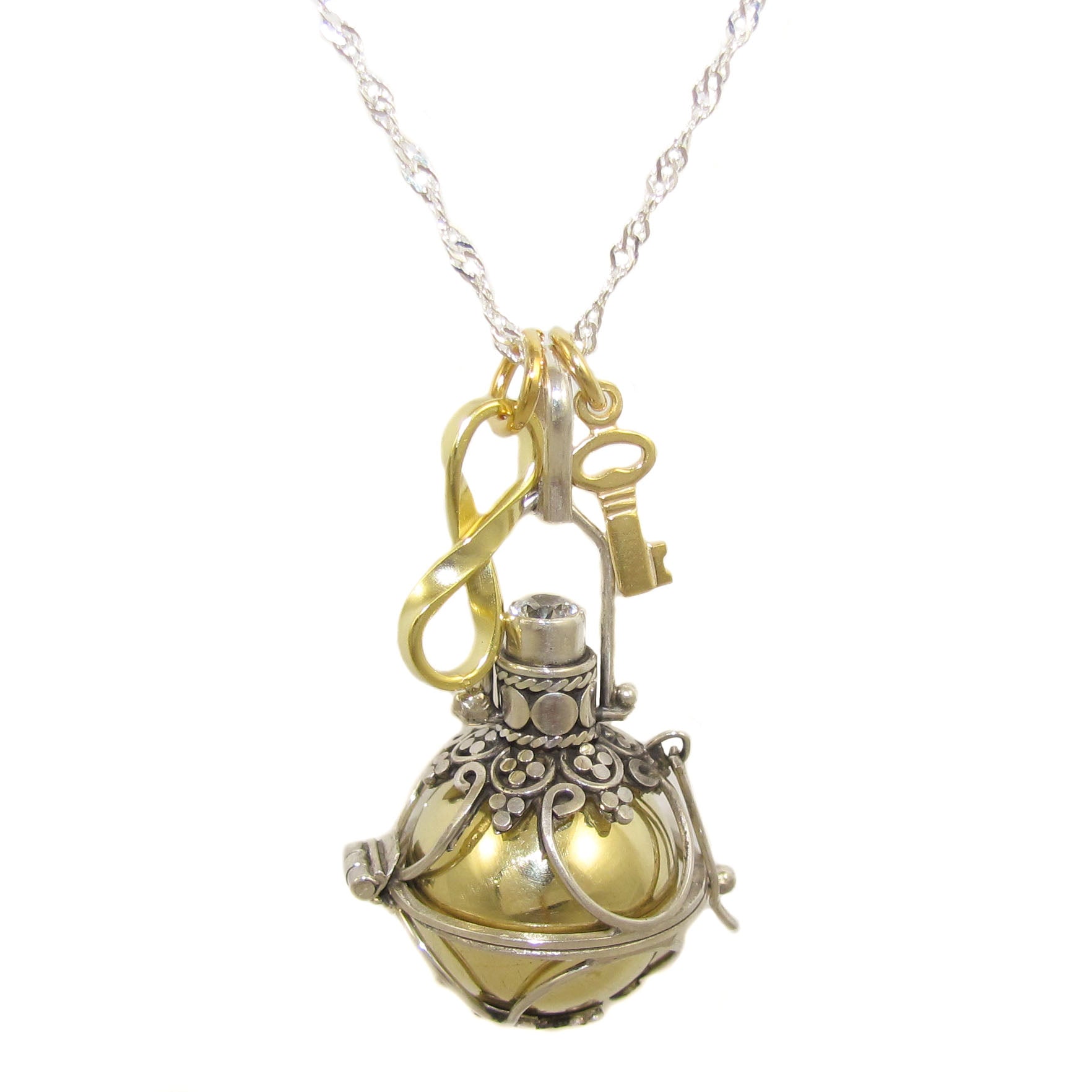 Engelsrufer Mondstein Charm Kette mit Infinity & Schlüssel zum Glück - samaki originals