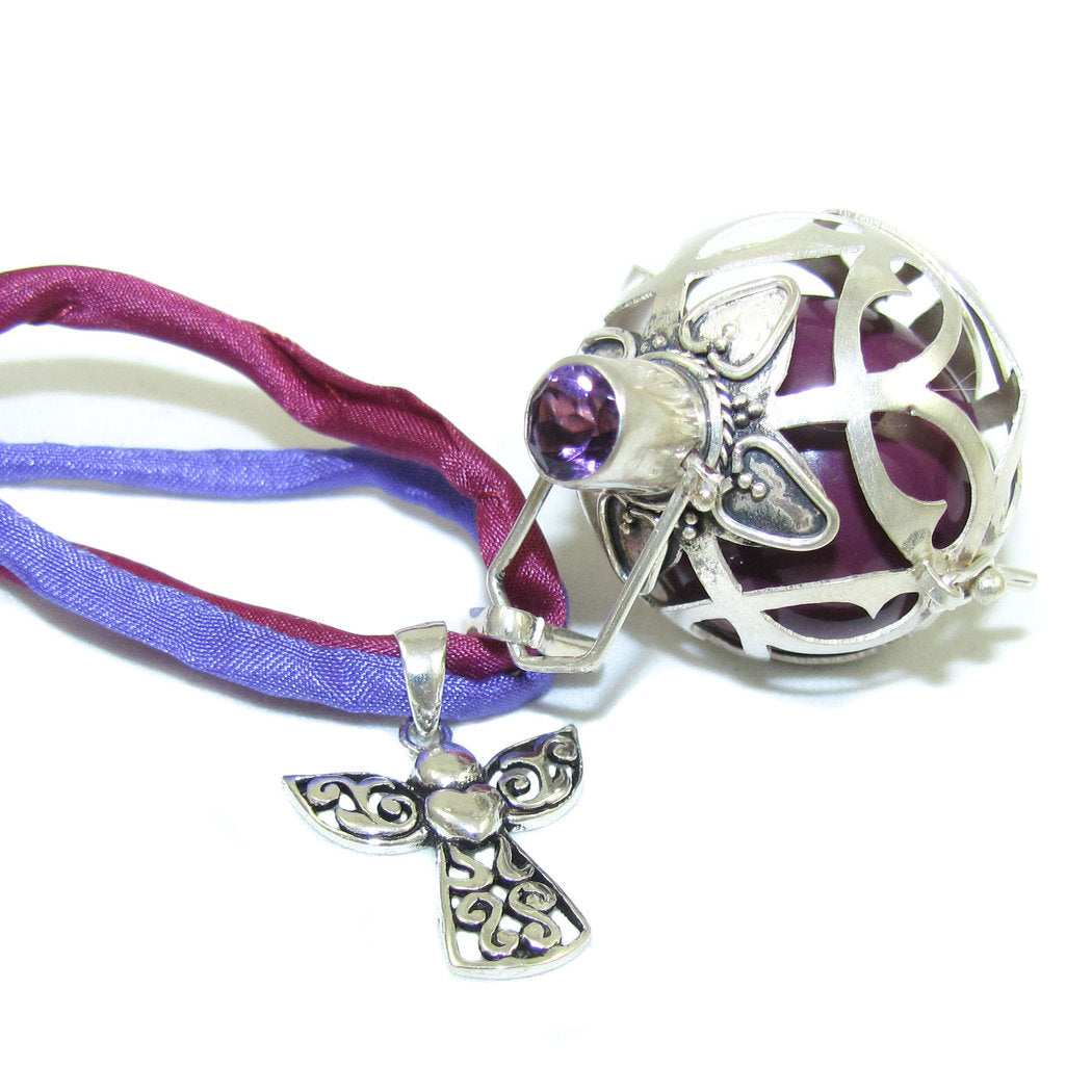 sweet dreams Engelsrufer Amethyst Kette mit Herzengel - Spiritualität 7. Chakra - samaki originals