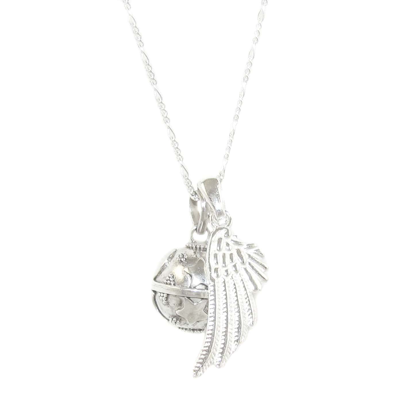 Engelsrufer Mond Sterne Flügel Karma Sterlingsilber Kette 60 cm, geweiht - Lebensmut und Kraft
