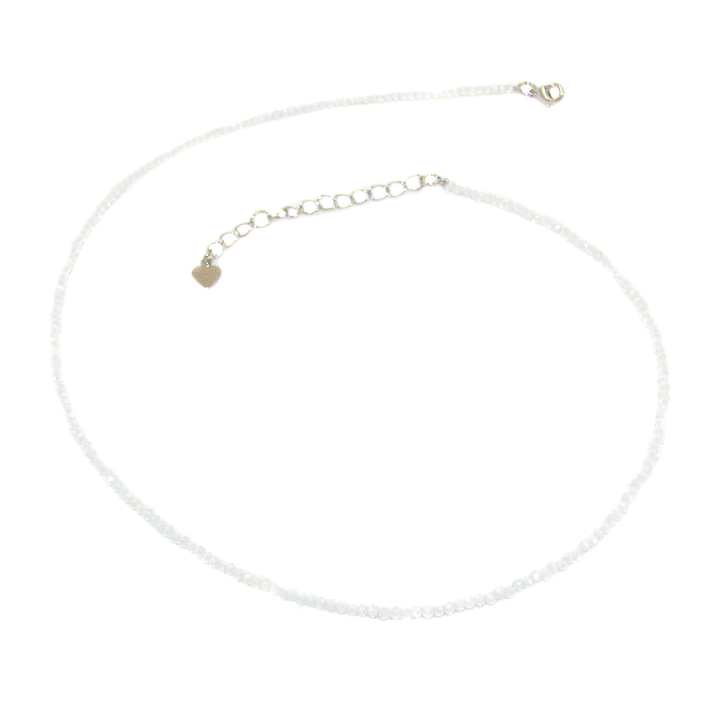 weißer Zirkonia Edelstein Heilstein Wellness Chakra Kette 2 mm, geweiht - neue Wege zum Glück