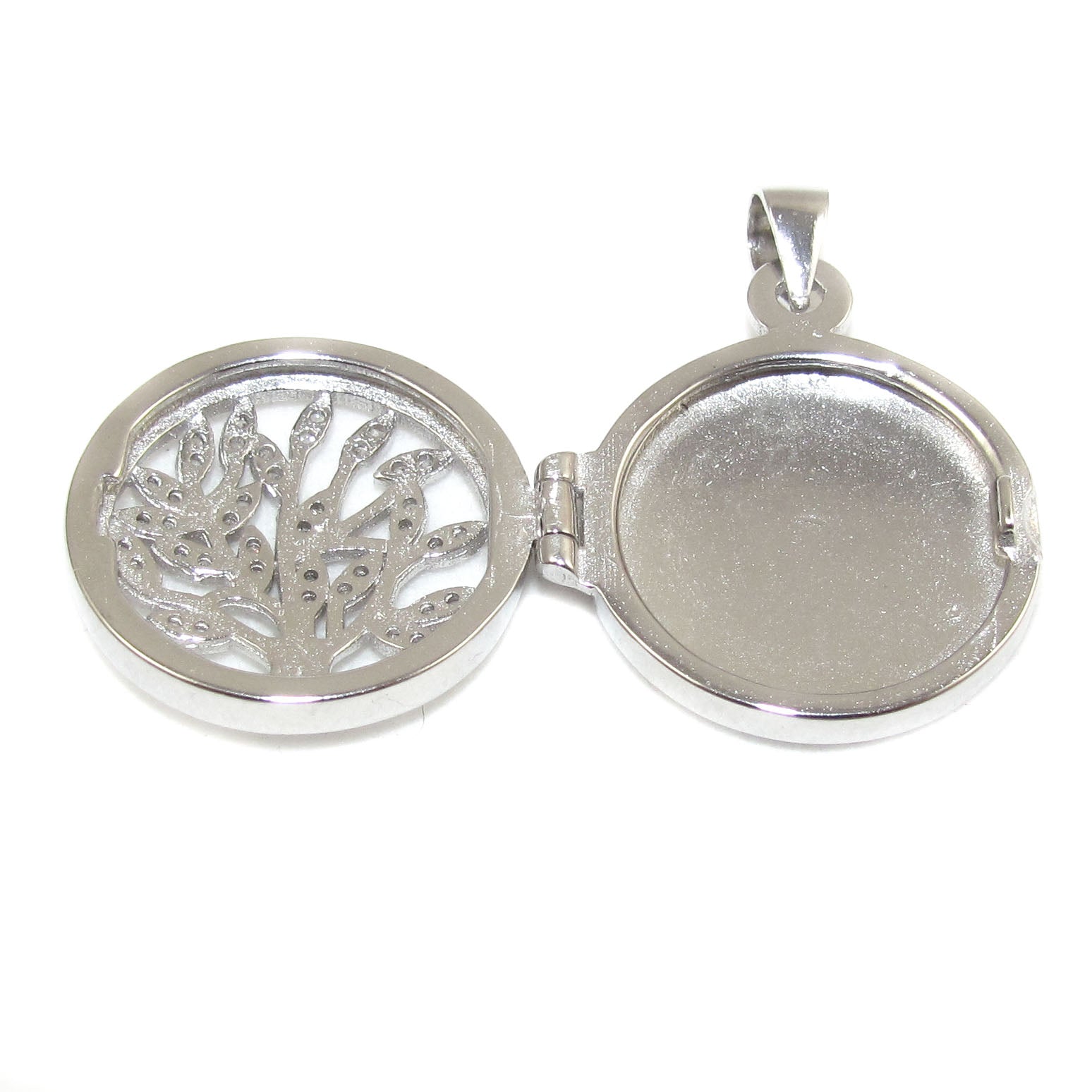 Lebensbaum Medaillon Anhänger Sterlingsilber offen - Kraft und Erneuerung