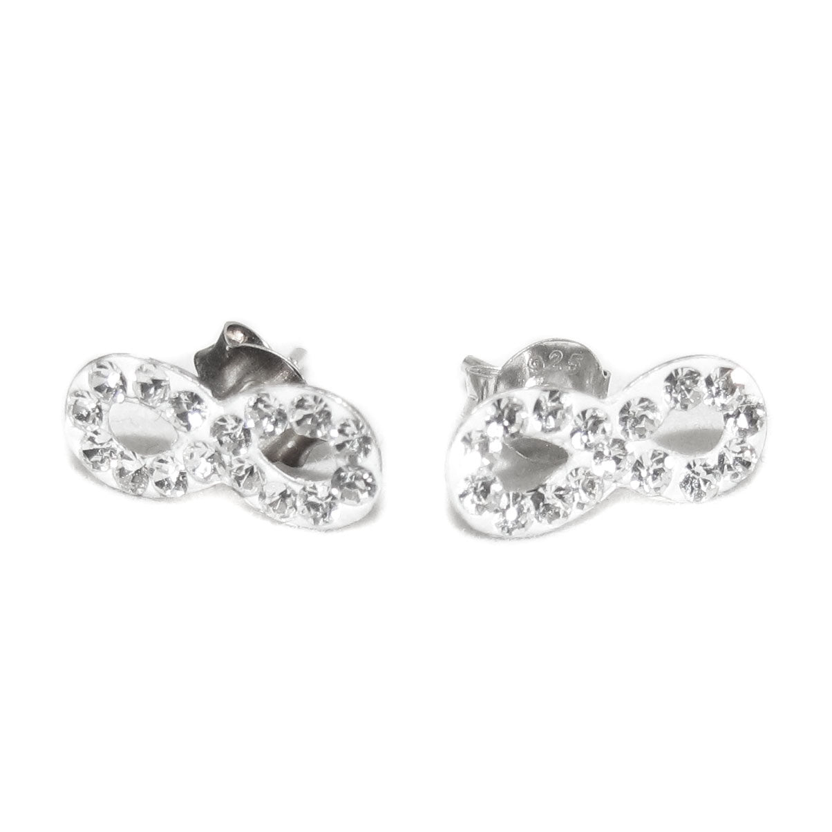 Infinity Unendlich Strass Sterlingsilber Ohrringe