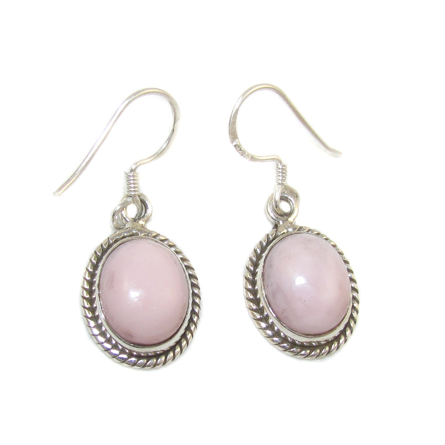 Rosa Opal Edelstein Sterlingsilber Ohrringe rosa oval - Lebensfreude